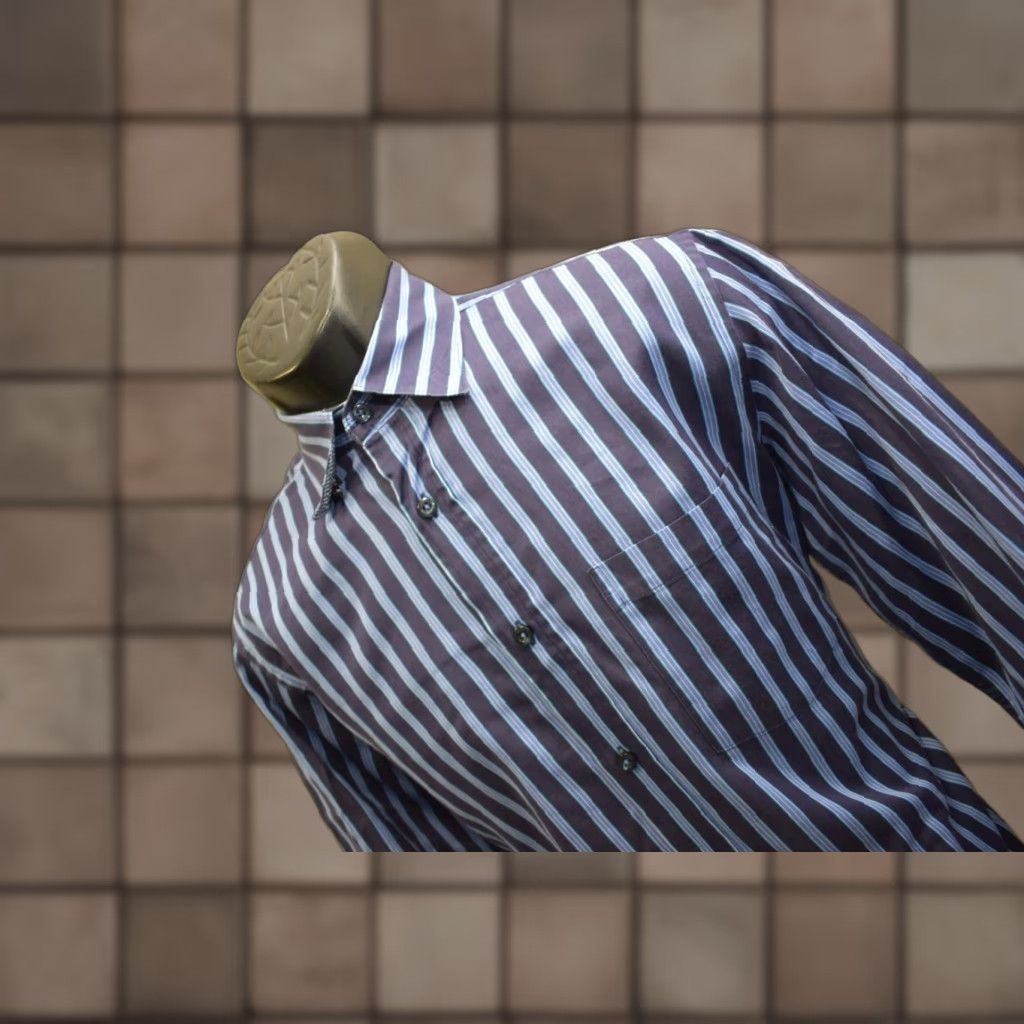 Bugatchi Uomo Striped Dress Shirt Long Sleeve Button Up Adult