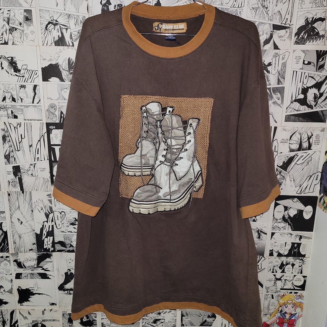 image of Timberland Rawblue Boot T Shirt Camo Print in Brown Orange, Men's (Size 2XL)