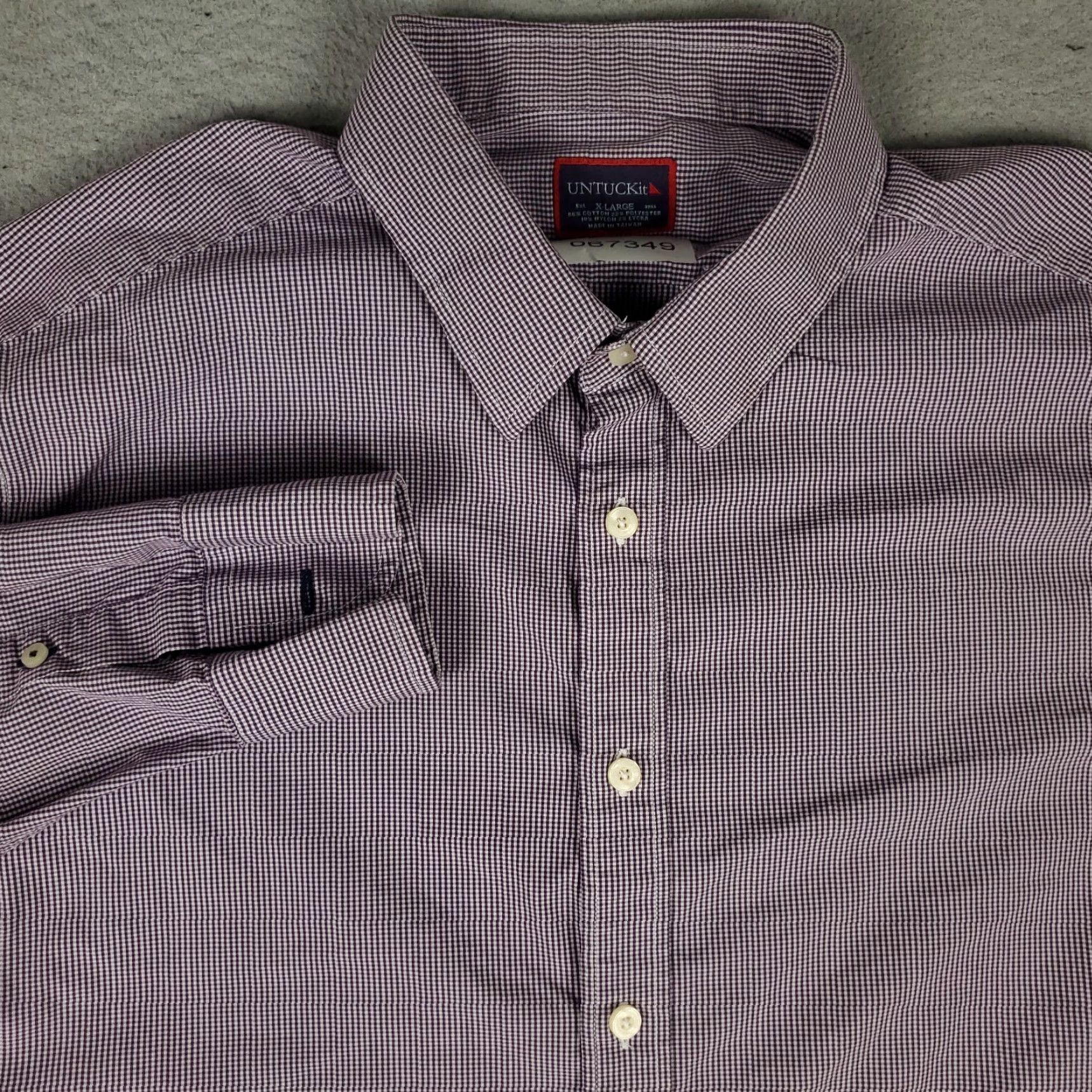 UNTUCKit UNTUCKit Shirt Mens XL Purple Check Button Up Long Sleeve Size US XL / EU 56 / 4 - 2 Thumbnail