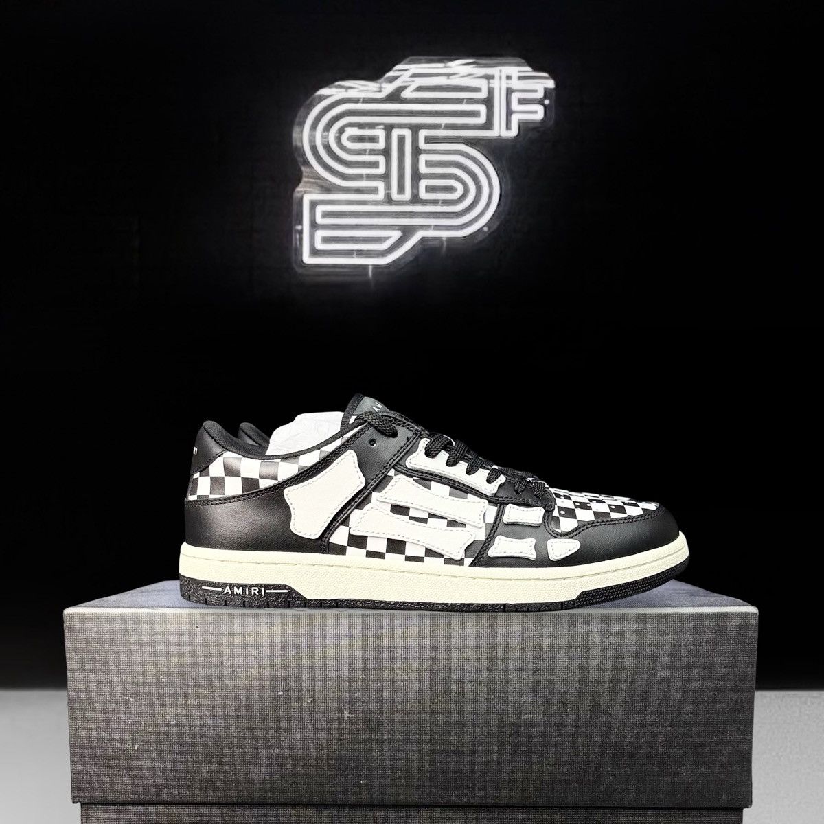 Amiri Amiri Skel-Top Low Checkered Sneakers Size US 8.5 / EU 41-42 - 1 Thumbnail