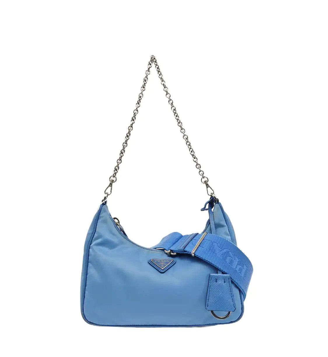 Prada PRADA Re-Edition 2005 blue nylon crossbody bag silver hardware sub-pocket 2 stri Size ONE SIZE - 1 Thumbnail