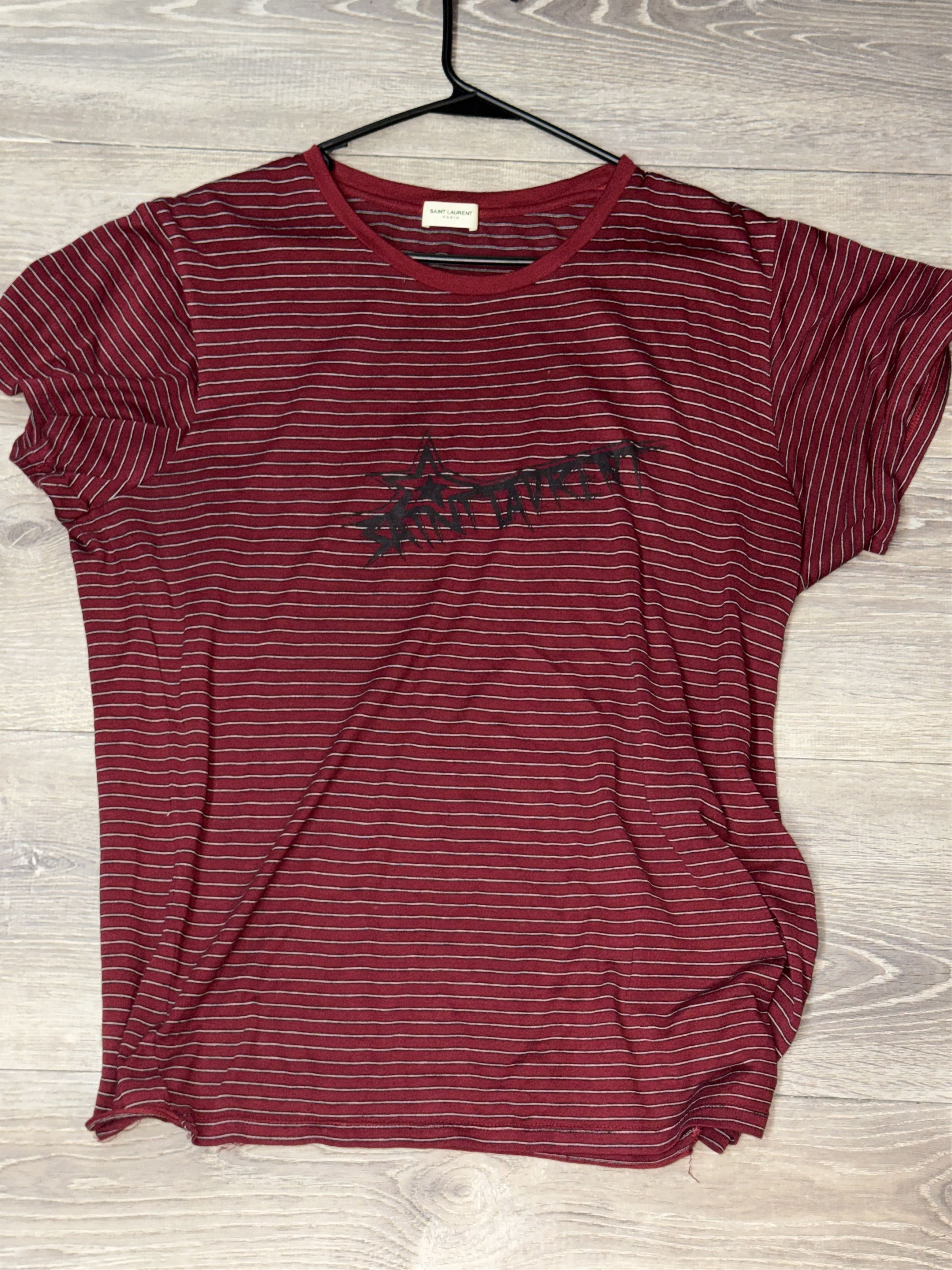 Saint Laurent Red Striped T Shirt | Grailed