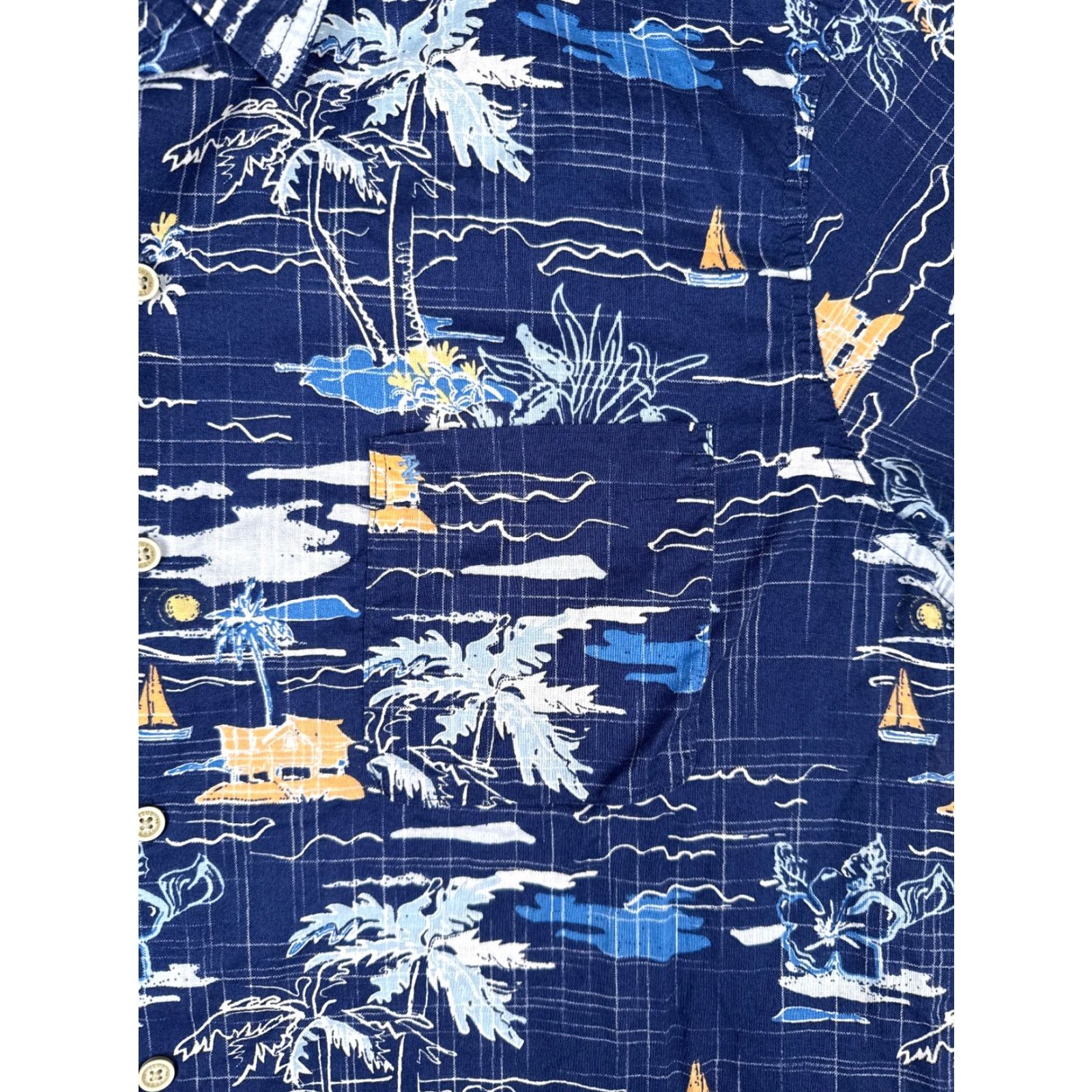 Izod VINTAGE IZOD Saltwater Shirt Men XL Blue Floral Palm Button Up Cotton Hawaiian Size US XL / EU 56 / 4 - 6 Thumbnail
