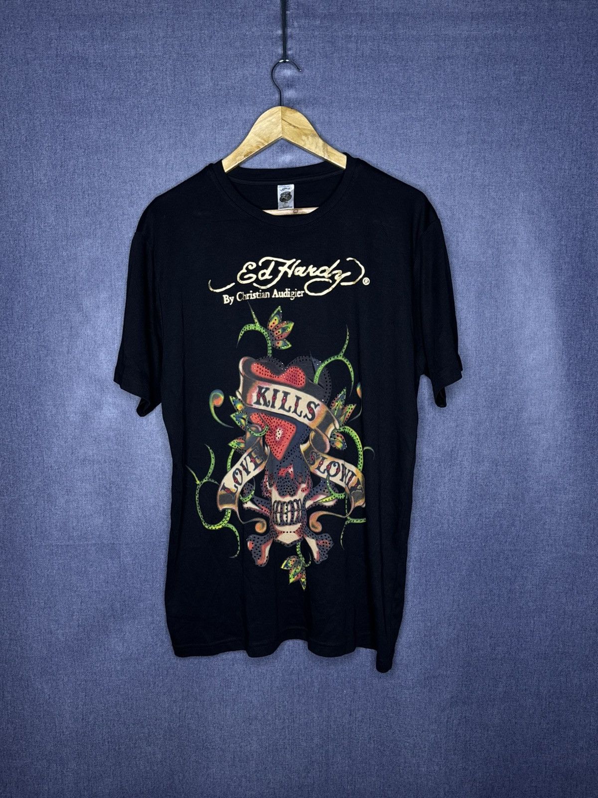 Ed Hardy Vintage Ed Hardy By Christian Audigier T Shirt Skulls Y2K Size US XXL / EU 58 / 5 - 2 Thumbnail