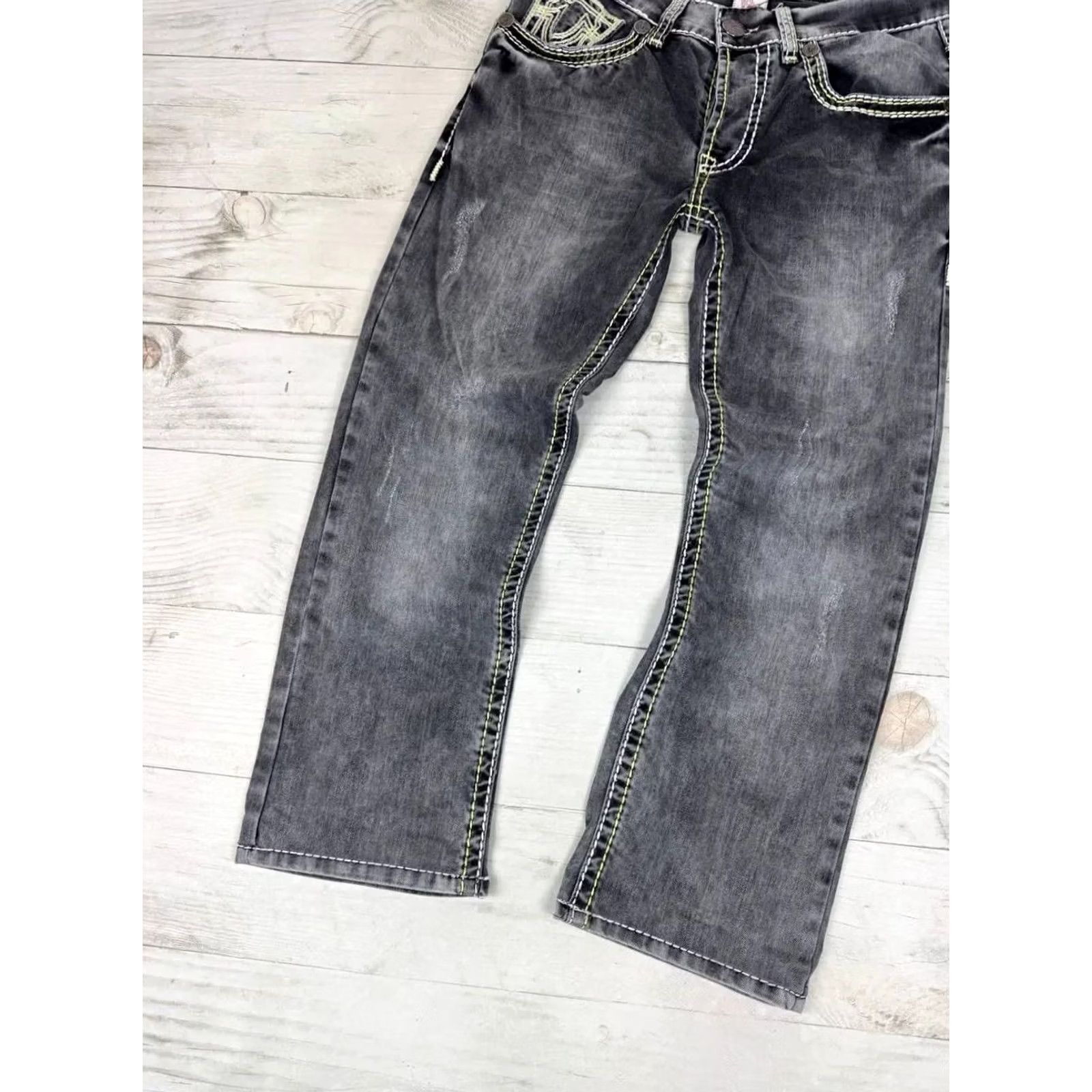 True Religion VINTAGE True Religion Jeans MEn Size 33 Gray Straight 90s Y2K Size US 33 - 5 Thumbnail
