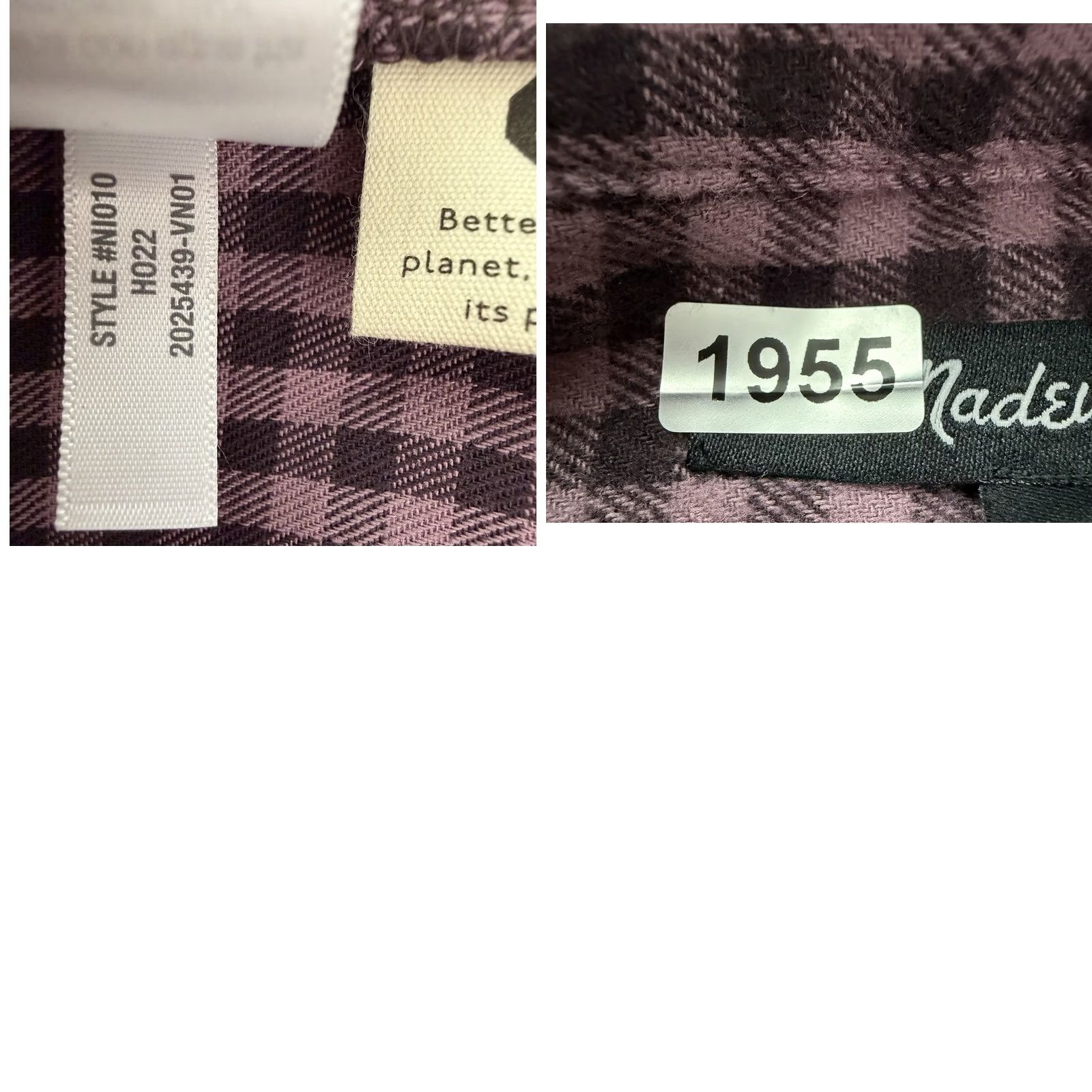 Madewell VINTAGE Madewell Shirt Womens Small NWT Plaid Flannel Shirt Eggplant Purple Cotton Boho Size S / US 4 / IT 40 - 9 Thumbnail