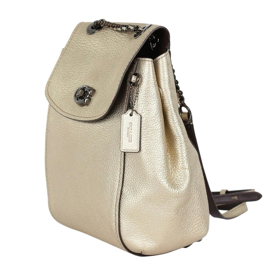 Coach Coach Metallic Gold Turnlock Vintage Leather Backpack Size ONE SIZE - 1 Thumbnail