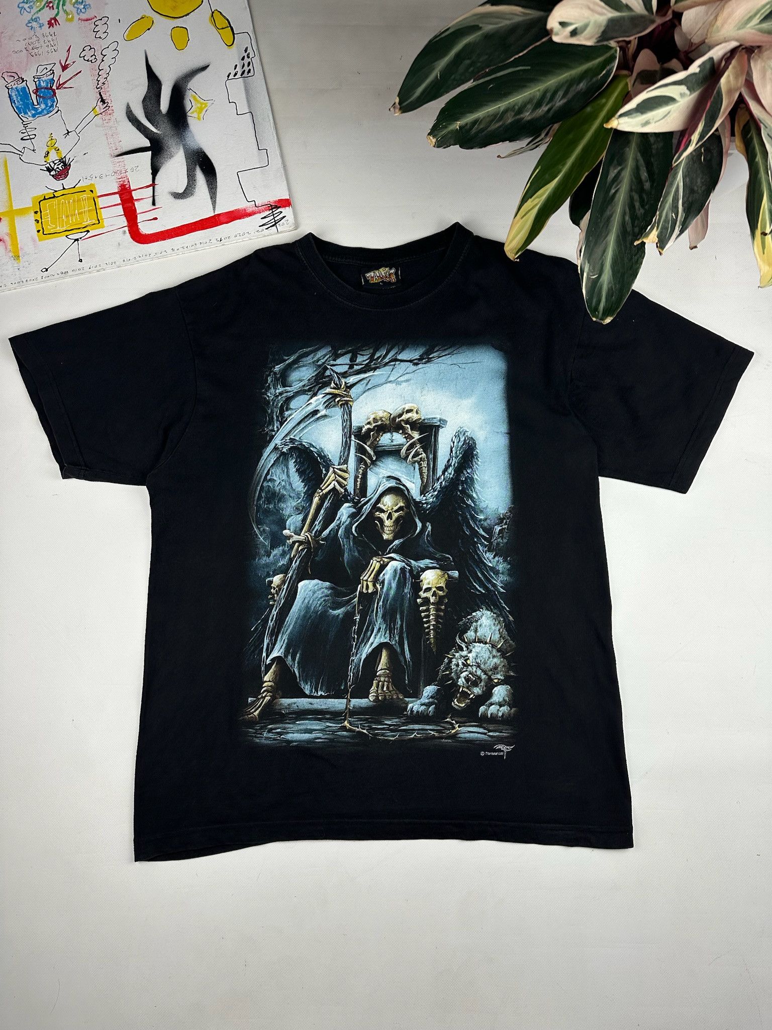 Vintage Vintage Skull Death Y2K Skeleton Spiral Style Tee Size US L / EU 52-54 / 3 - 1 Thumbnail