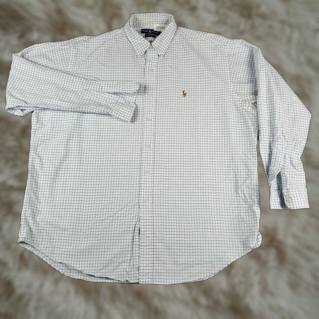 Ralph Lauren Ralph Lauren Shirt Mens XL Blue White Check Pony Casual Button-Up Long Sleeve Shirt Size US XL / EU 56 / 4 - 1 Thumbnail