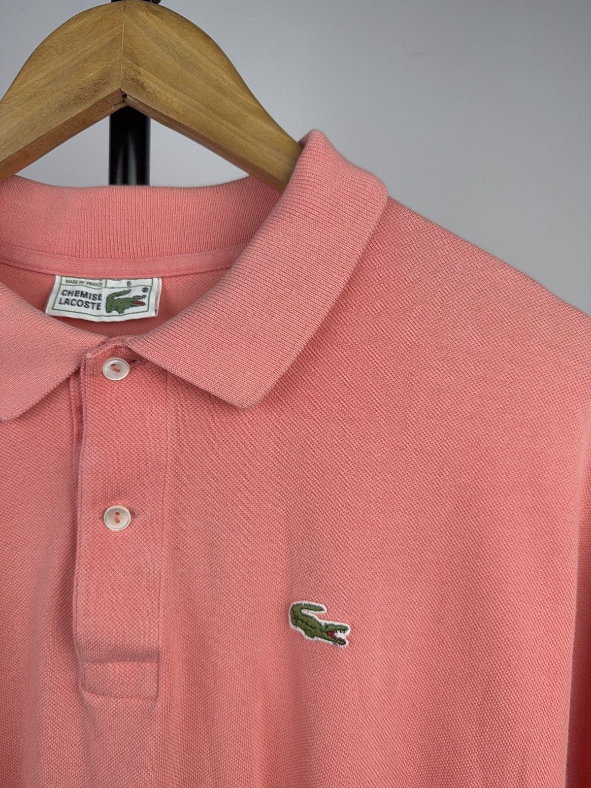 Lacoste 80s Vintage Lacoste Made France Coral Pink Polo Shirt L-XL Size US XL / EU 56 / 4 - 4 Thumbnail