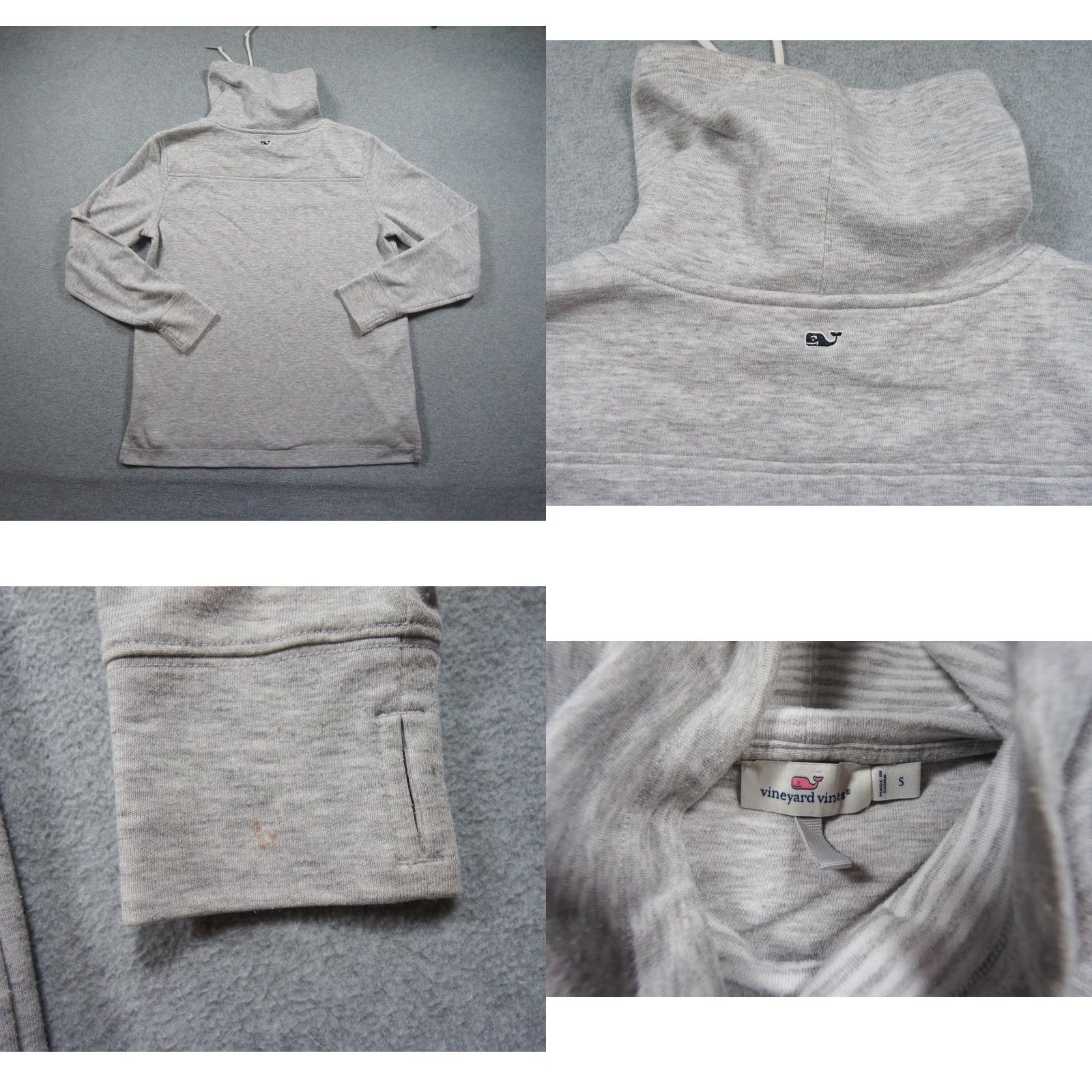 Vineyard Vines Vineyard Vines Sweater Womens Small Gray Funnel Neck Pullover Drawstring Ladies Size S / US 4 / IT 40 - 8 Thumbnail