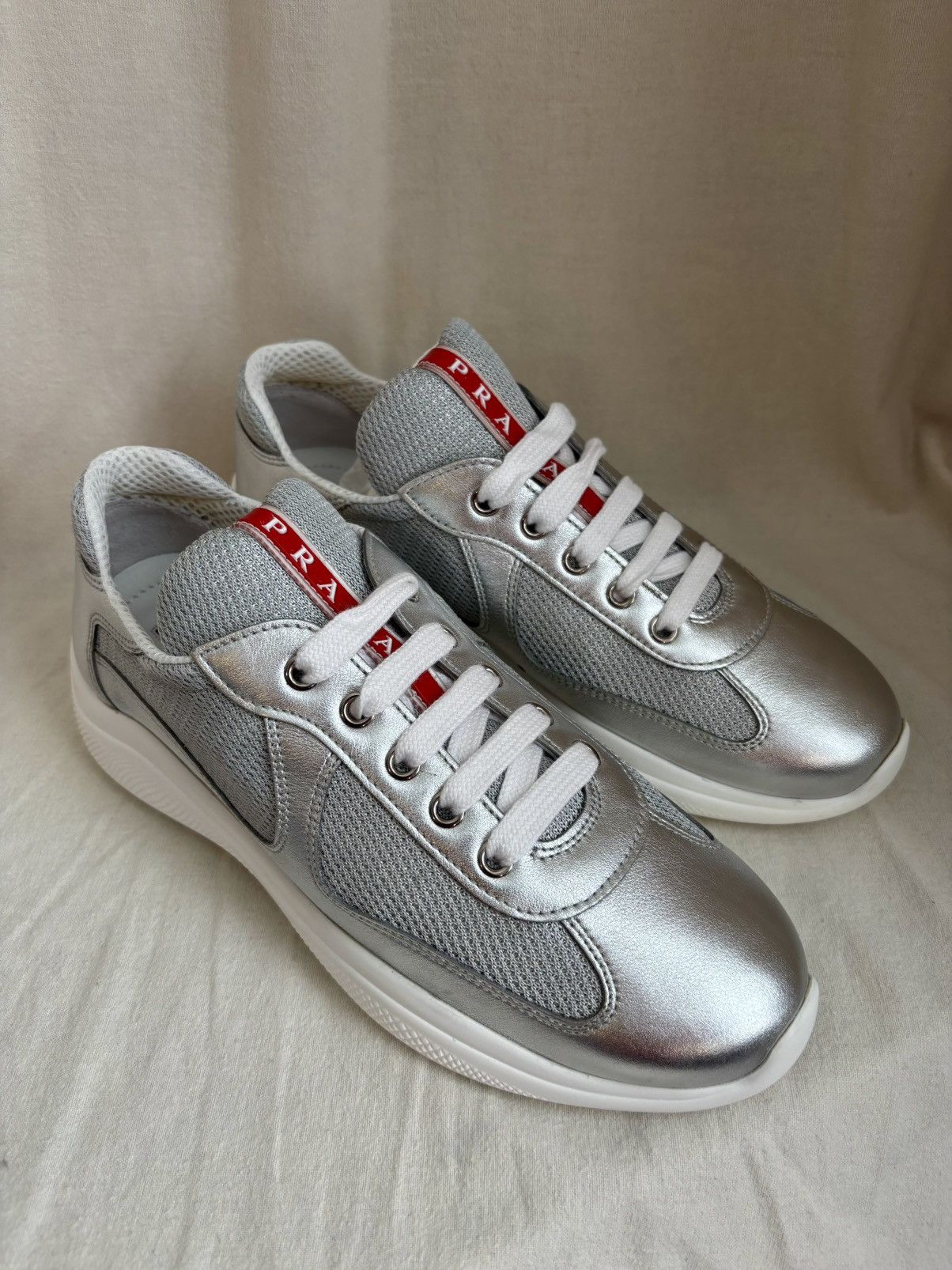 Prada Prada America’s Cup Soft Leather in Silver IT 39 / US 9 Size US 9 / IT 39 - 1 Thumbnail