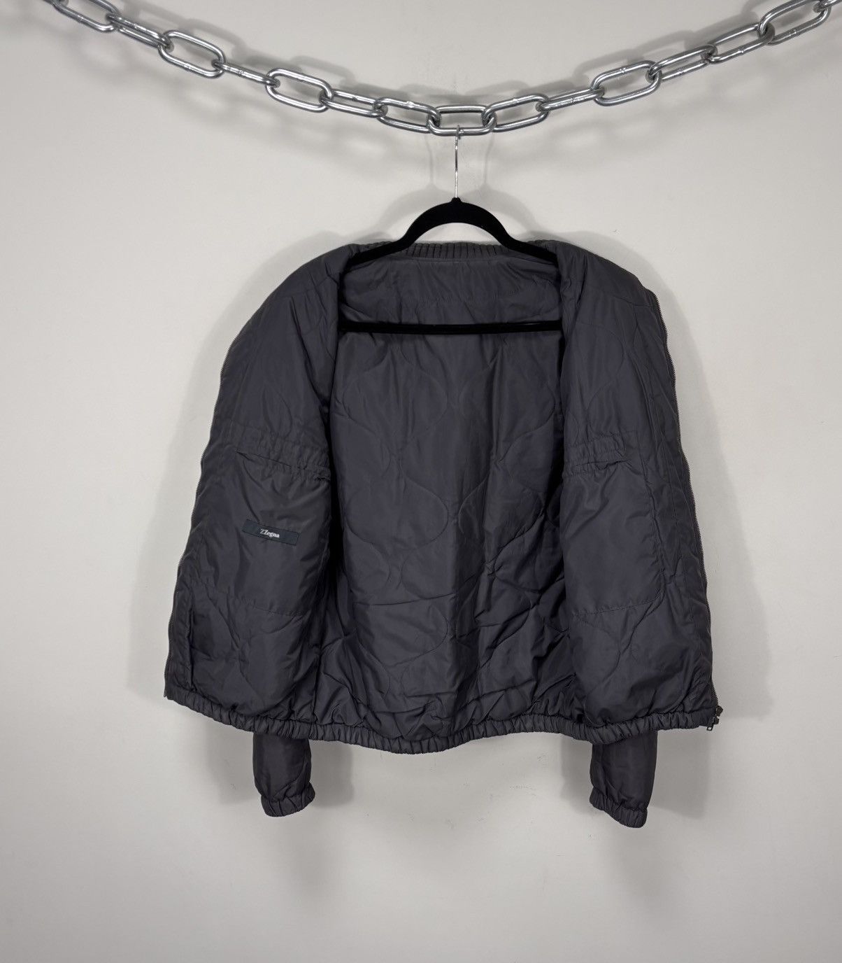Z Zegna Z Zegna Men’s Quilted Grey Lightweight Bomber Jacket Size US M / EU 48-50 / 2 - 2 Thumbnail