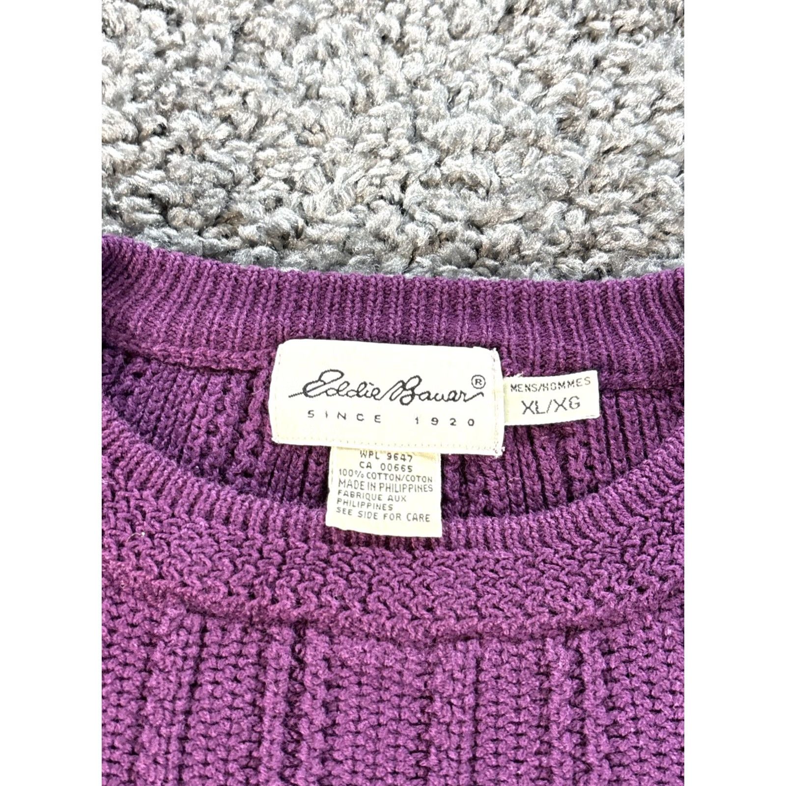 Eddie Bauer VINTAGE Eddie Bauer Fisherman Sweater Mens XL Knit Ribbed Cable-Knit Purple 90s Size US XL / EU 56 / 4 - 4 Thumbnail