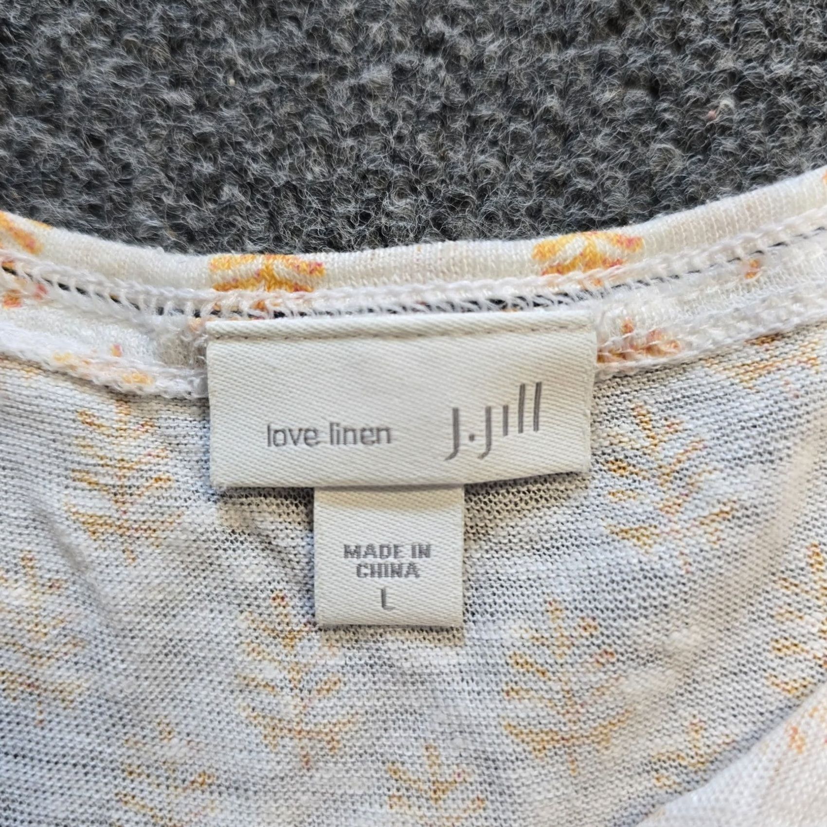 J. Jill J. Jill Top Womens L White Orange Paisley Linen Short Sleeve Beach Casual Shirt Size L / US 10 / IT 46 - 4 Thumbnail