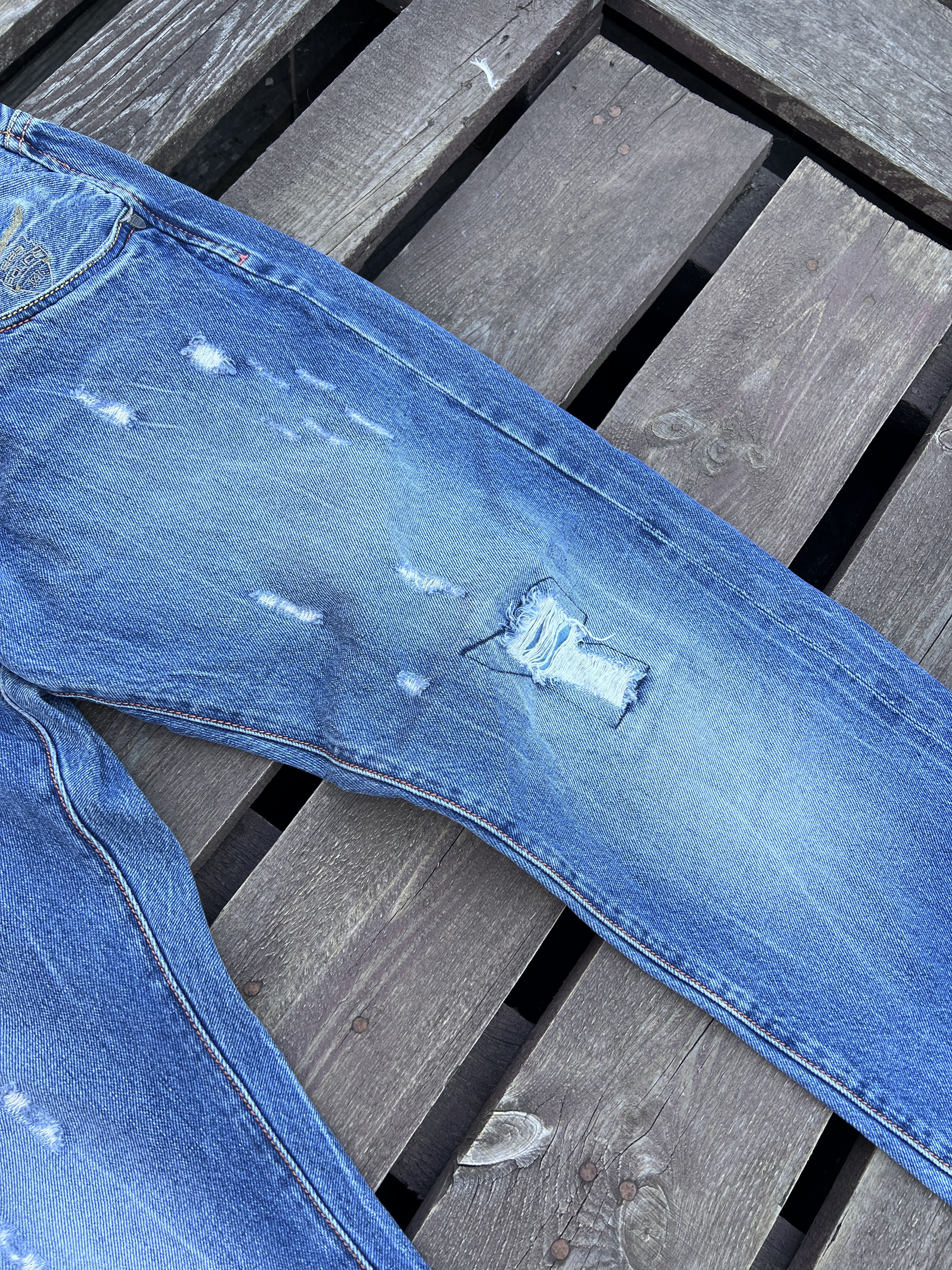 Vintage Vintage Y2K 883 Police Avant Garde Distressed Denim Jeans Size US 34 / EU 50 - 21 Thumbnail