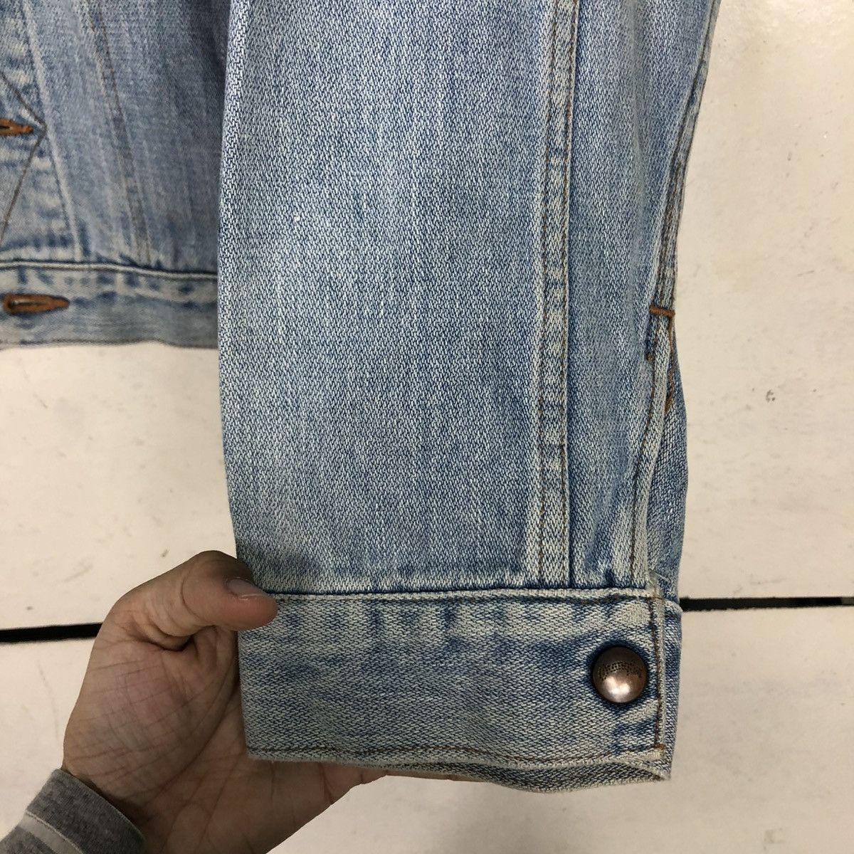 Wrangler 🔥14OZ BROKEN DENIM TRUCKER BIKER DENIM JACKET WRANGLER Size US M / EU 48-50 / 2 - 18 Thumbnail