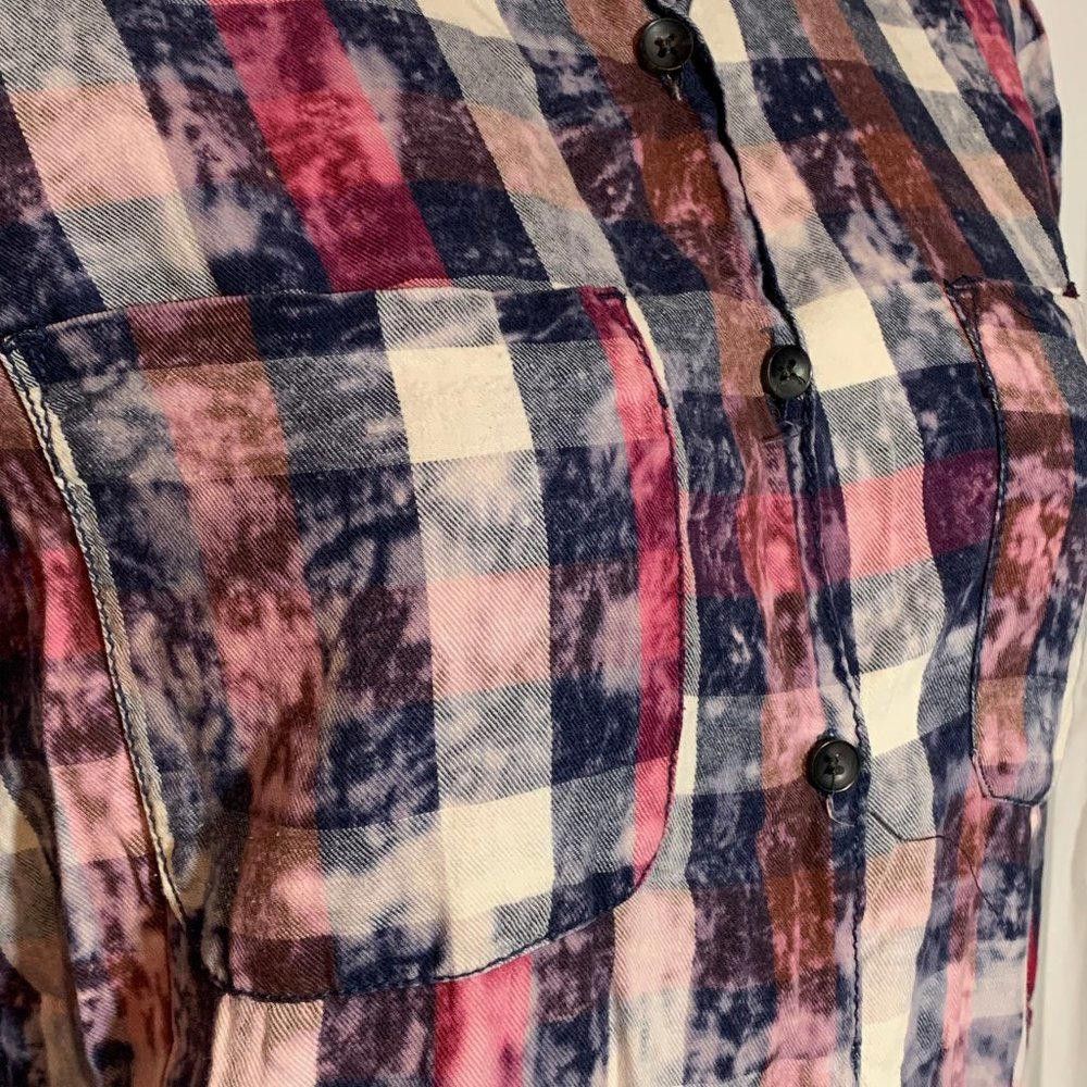 Designer Vanilla Star Bleach Distressed Plaid Button Down S Size S / US 4 / IT 40 - 8 Thumbnail