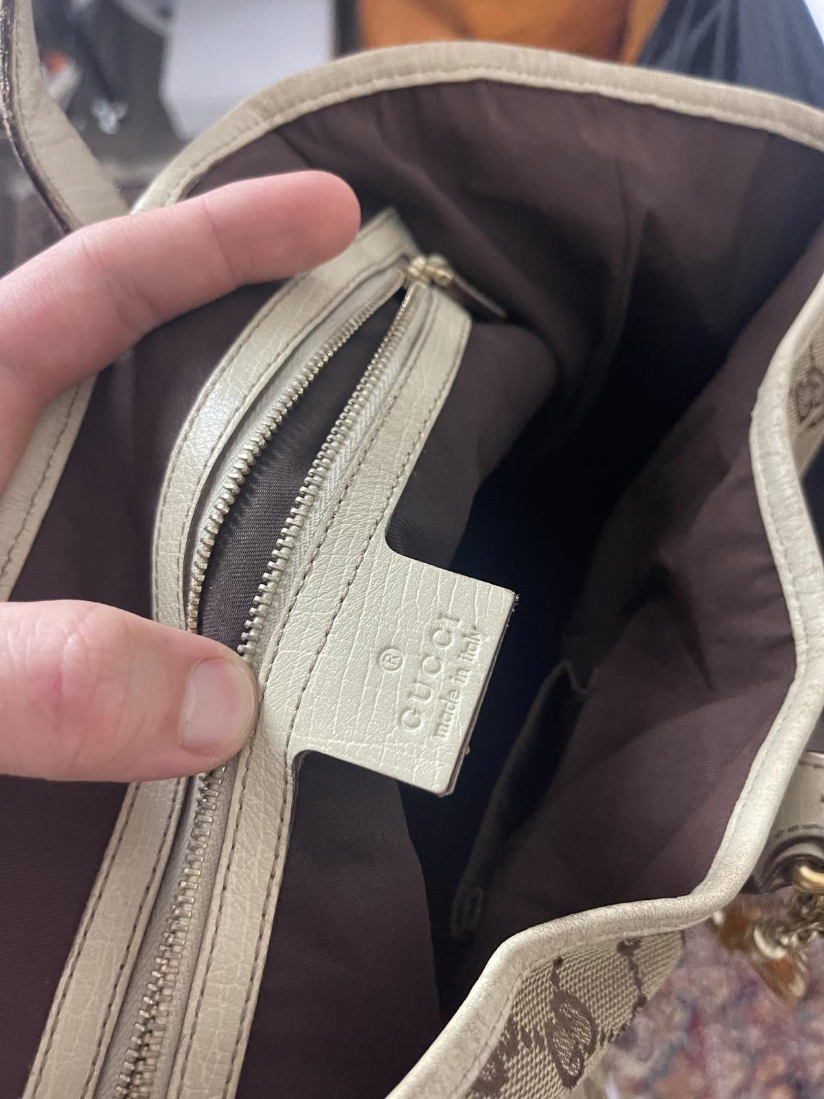 Gucci Gucci - Beige Monogram Tote Bag with White Stripes Size ONE SIZE - 9 Thumbnail