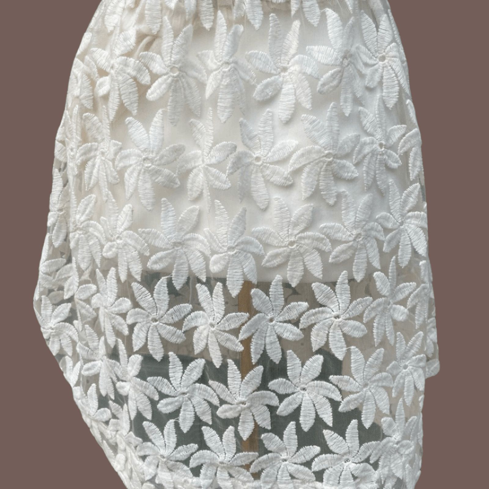 Forever 21 VTG Mini Dress | Forever21 White Embroidered Floral Coquette Size S / US 4 / IT 40 - 6 Thumbnail