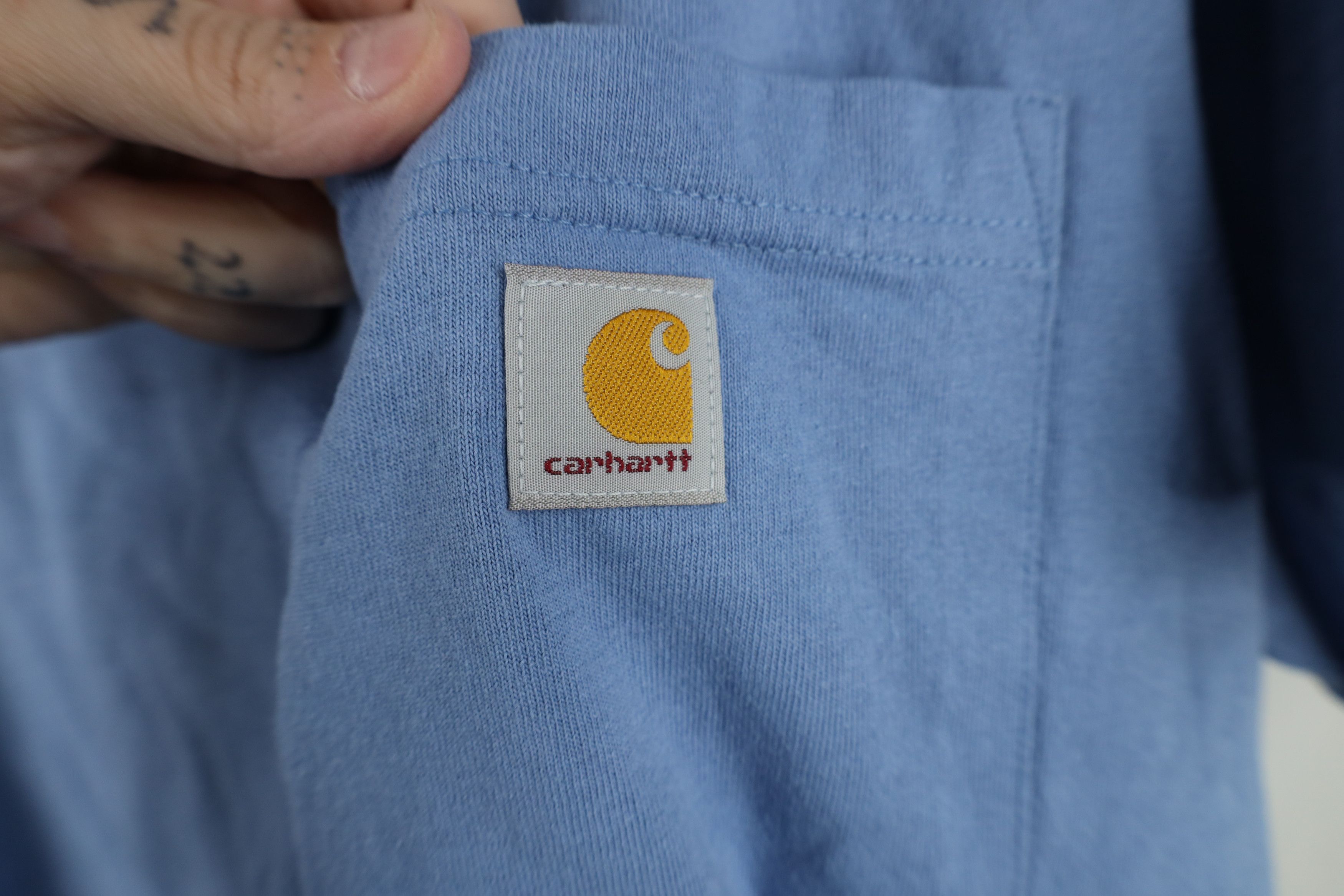 Carhartt Vintage Carhartt Spell Out Short Sleeve Pocket T-Shirt Blue Size XL / US 12-14 / IT 48-50 - 6 Thumbnail
