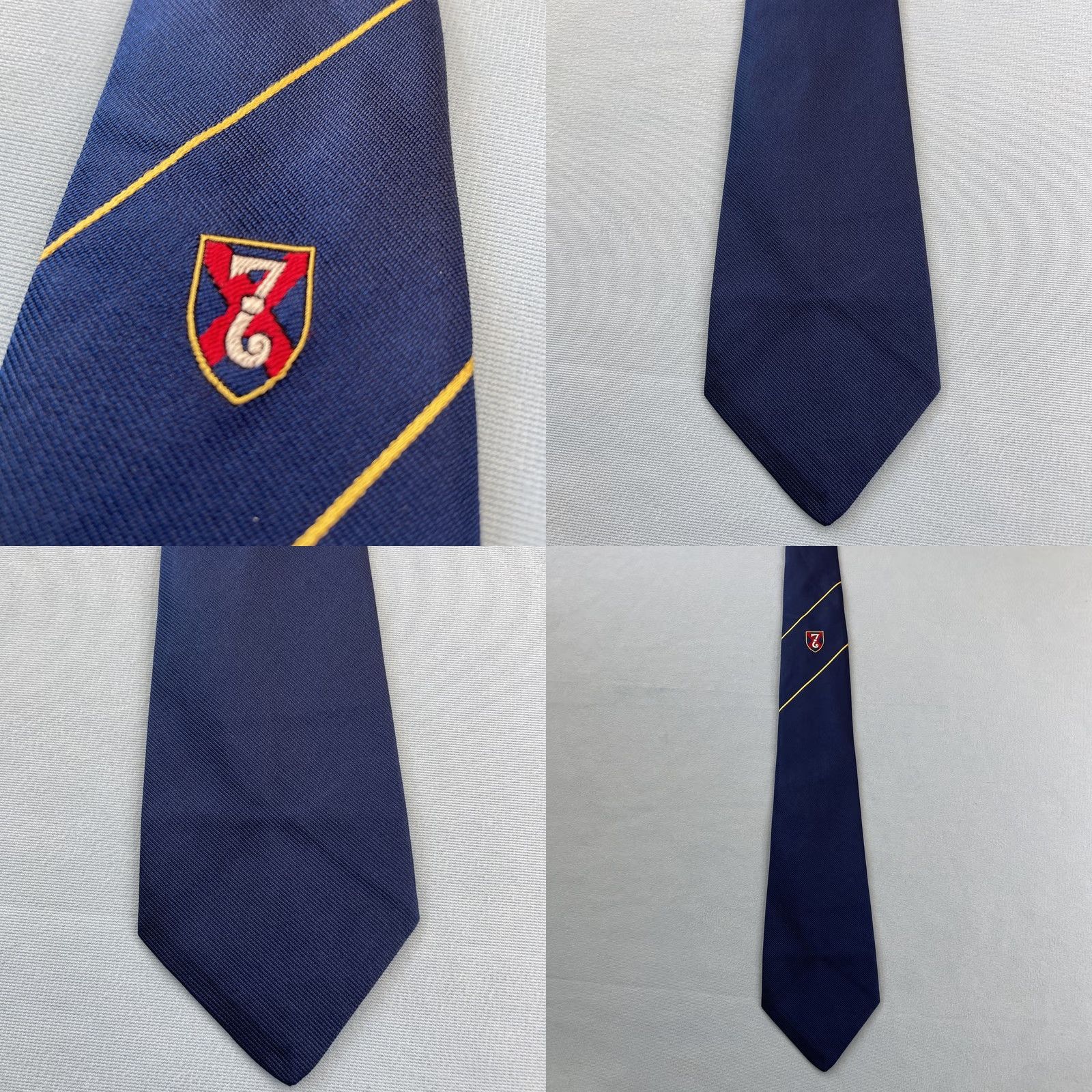 Vintage Kane Tie Vintage England Silk Necktie Lucky Number 7 Woven Macclesfield Blue 3x57 Size ONE SIZE - 9 Thumbnail