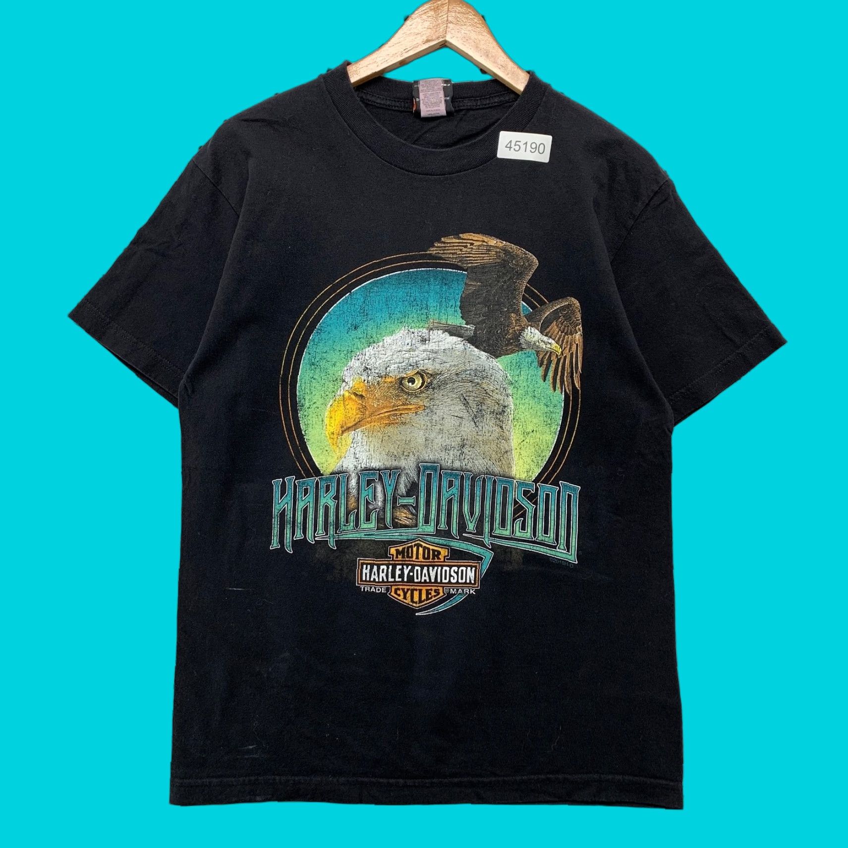Harley Davidson VINTAGE Harley-Davidson Eagle Shirt Men M Black Graphic Print Crew Neck Short Sleeve T-Shirt United States 2000s Motorcycle Biker Bird 90s Mens Size US M / EU 48-50 / 2 - 1 Thumbnail