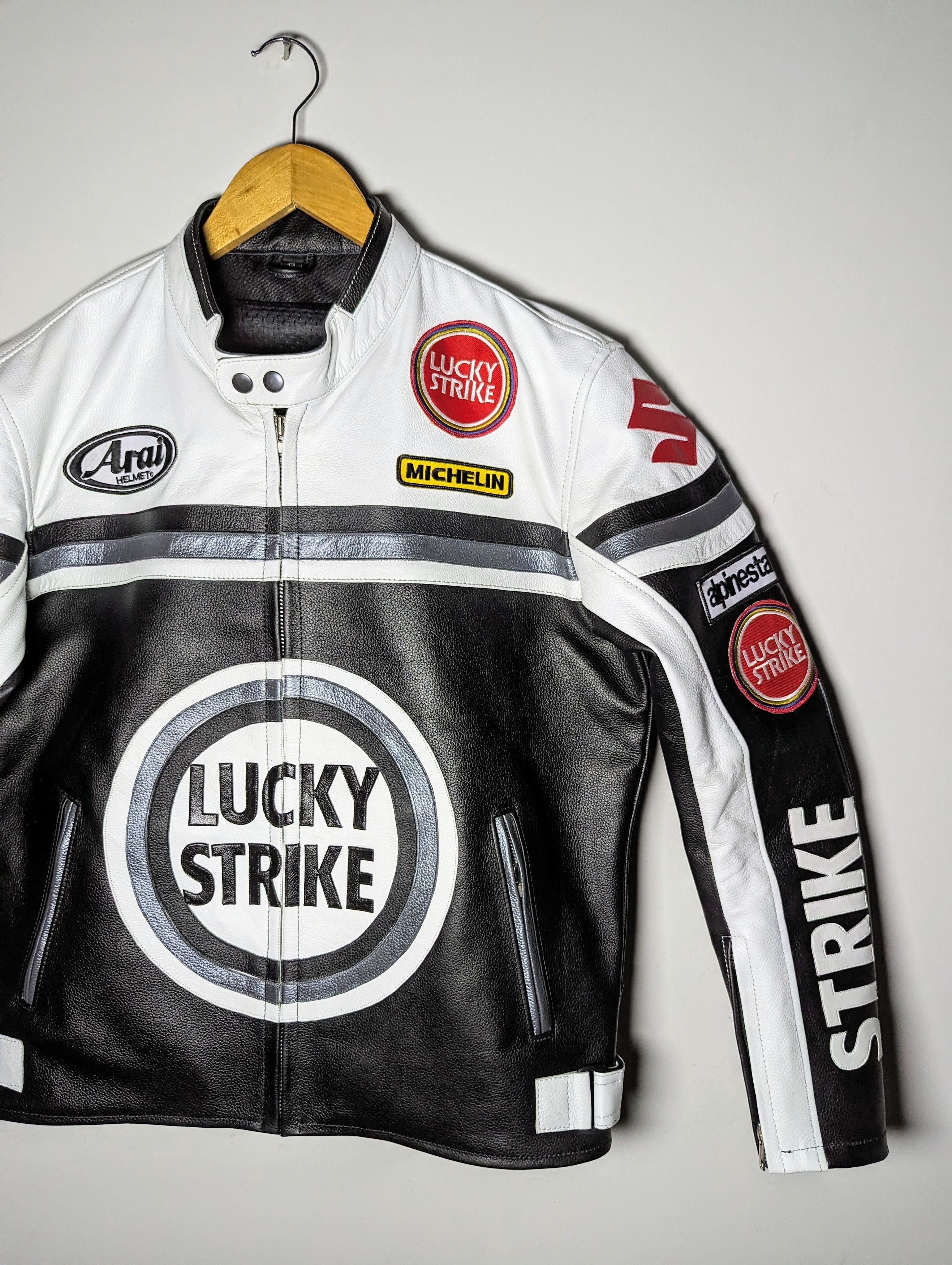 Vintage 🔥💵 LUCKY STRIKE RARE 90s LEATHER JACKET Size US L / EU 52-54 / 3 - 3 Thumbnail