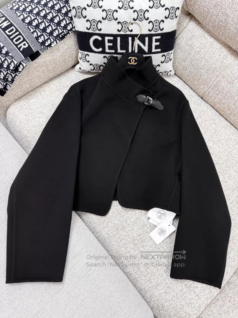 Hermes Hermes Black Leather Sheath Dress + Cashmere Cloak Size XS / US 0-2 / IT 36-38 - 7 Thumbnail