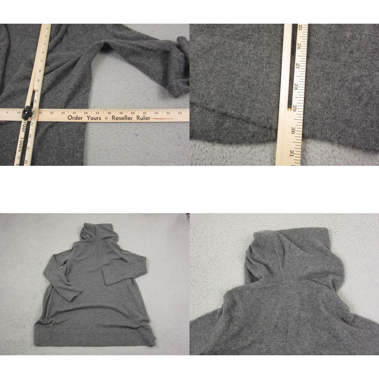 Vintage Christopher Fischer Women Gray Cashmere Hooded Cardigan Sweater Small Open Front Size S / US 4 / IT 40 - 8 Thumbnail