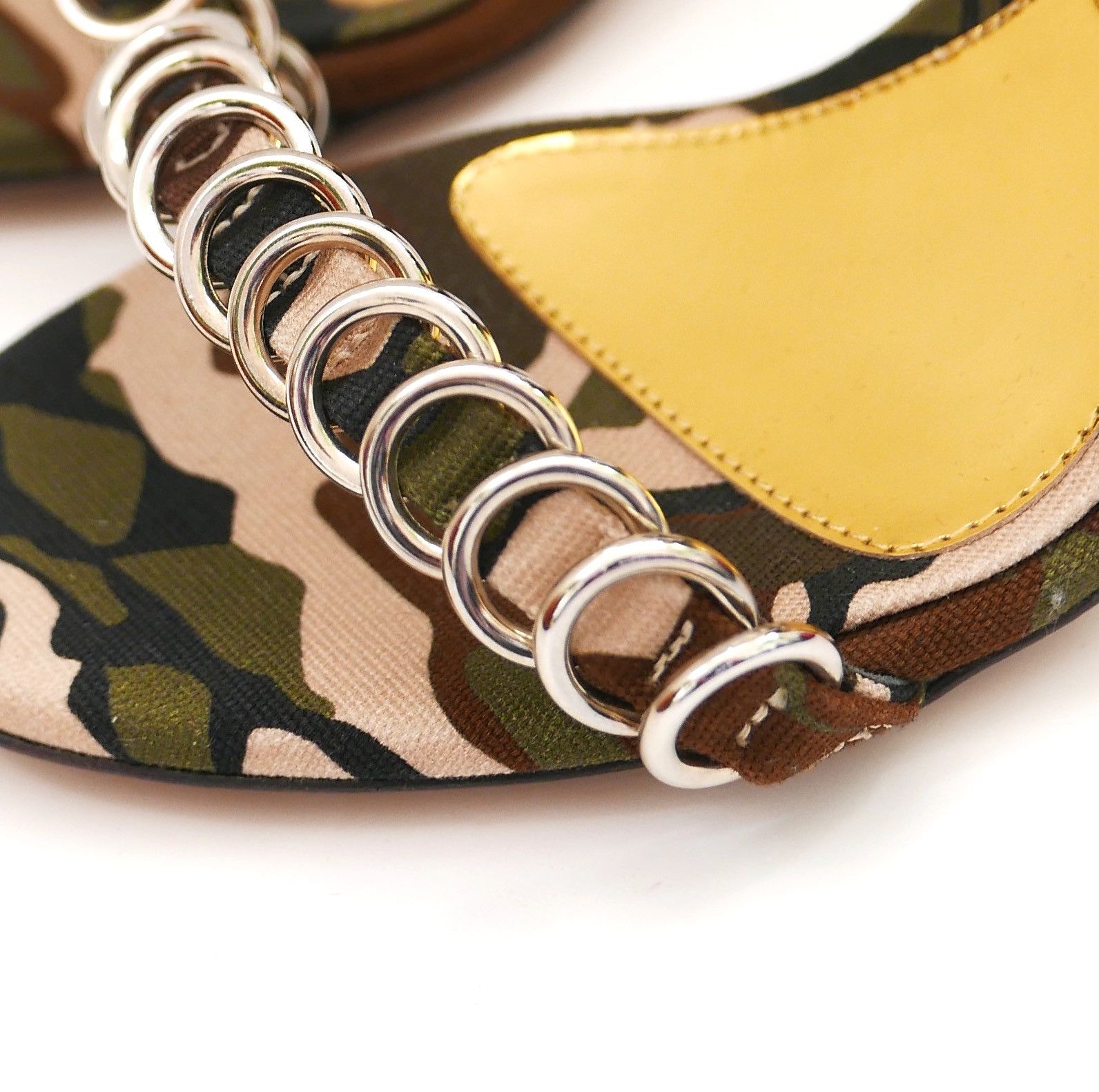 Alexandre Vauthier Alexandre Vauthier Camo Printed Chain Trim Sandals Size US 6.5 / IT 36.5 - 3 Thumbnail