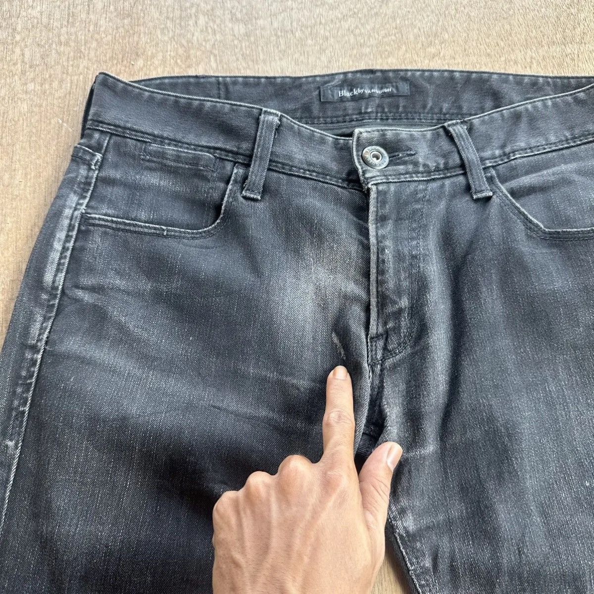 Fragment Design × Vanquish BLACK BY VANQUISH Jeans Blank Stretchable Rugged Pants Size US 31 - 16 Thumbnail