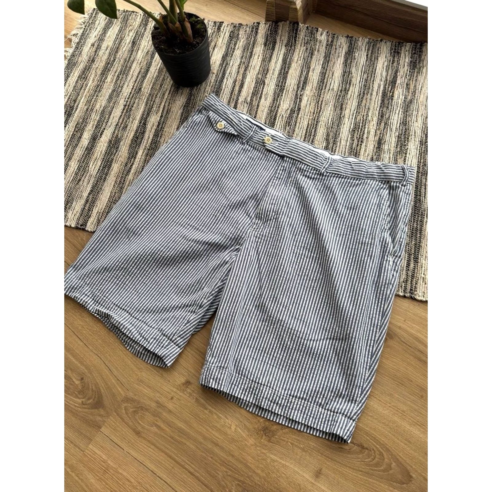 Polo Ralph Lauren VINTAGE Polo Ralph Lauren Navy Blue Striped Shorts Old Money Bermuda 2XL Mens Blue Striped Polo Ralph Lauren Old Money Shorts Summer Luxury Shorts Size US XXL / EU 58 / 5 - 5 Thumbnail