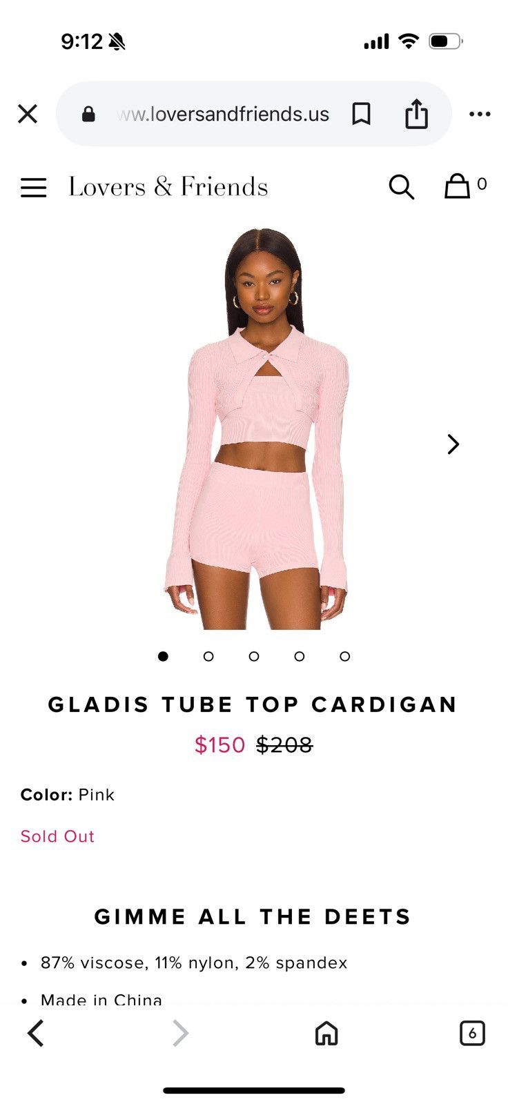 Lovers and Friends Lovers + Friends Gladis Cropped Pink Cardigan Size XS / US 0-2 / IT 36-38 - 1 Thumbnail