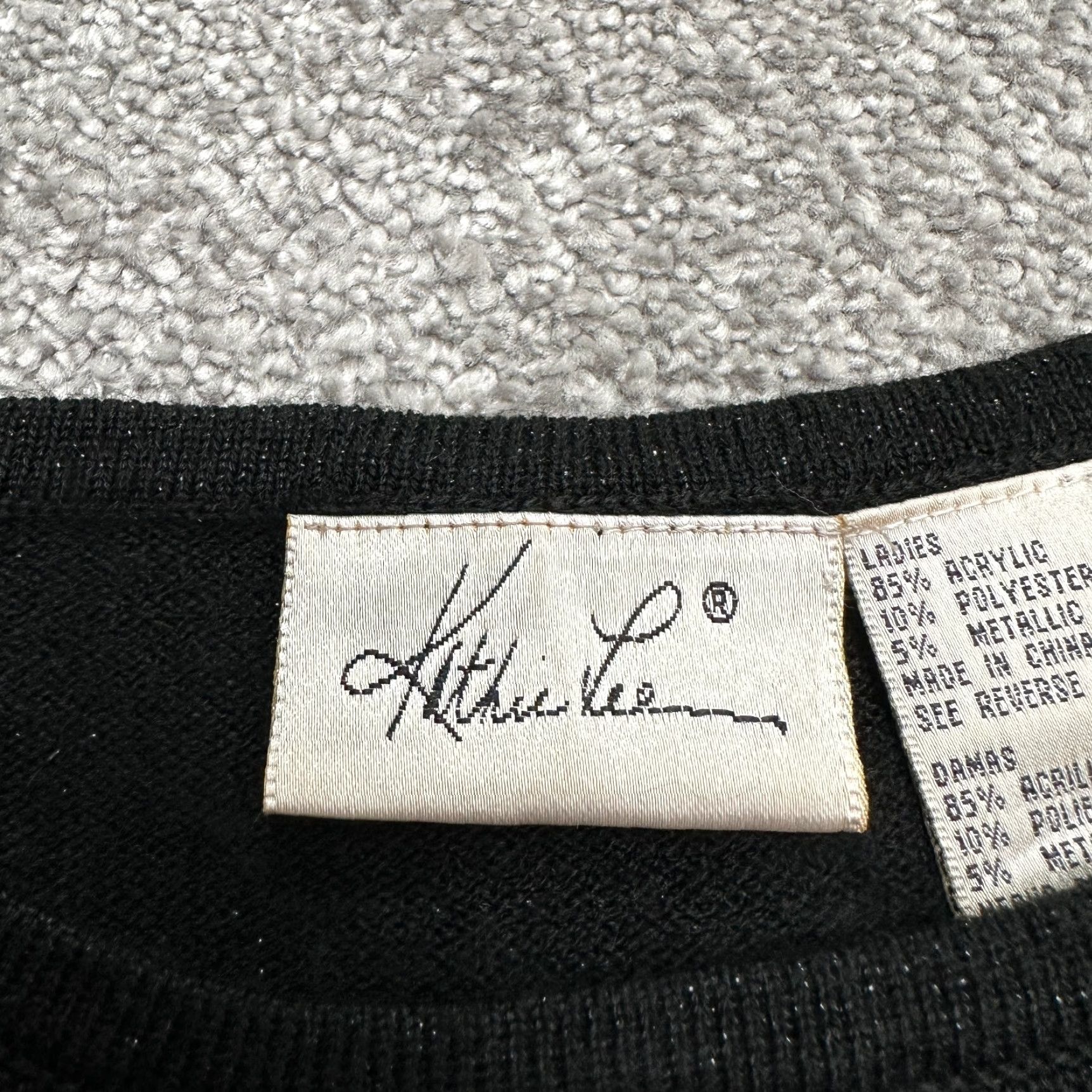 Lee Kathie Lee Vintage Black Metallic Knit Short Sleeve Sweater Womens Large Size L / US 10 / IT 46 - 4 Thumbnail