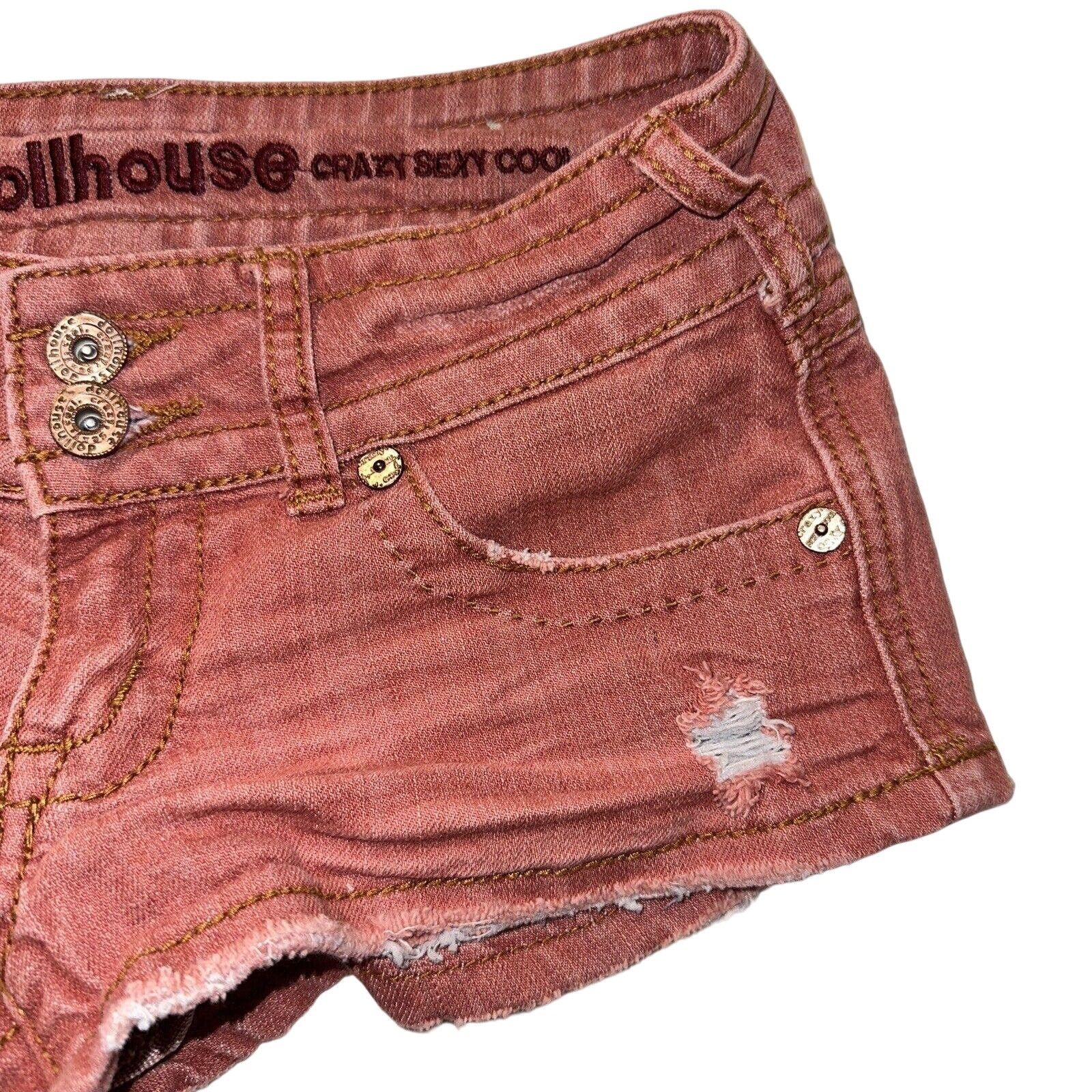 King Baby Studio Dollhouse Denim Shorts Red Distressed Size 1 Zip Fly 5pocket Size 25" / US 0 / IT 36 - 6 Thumbnail