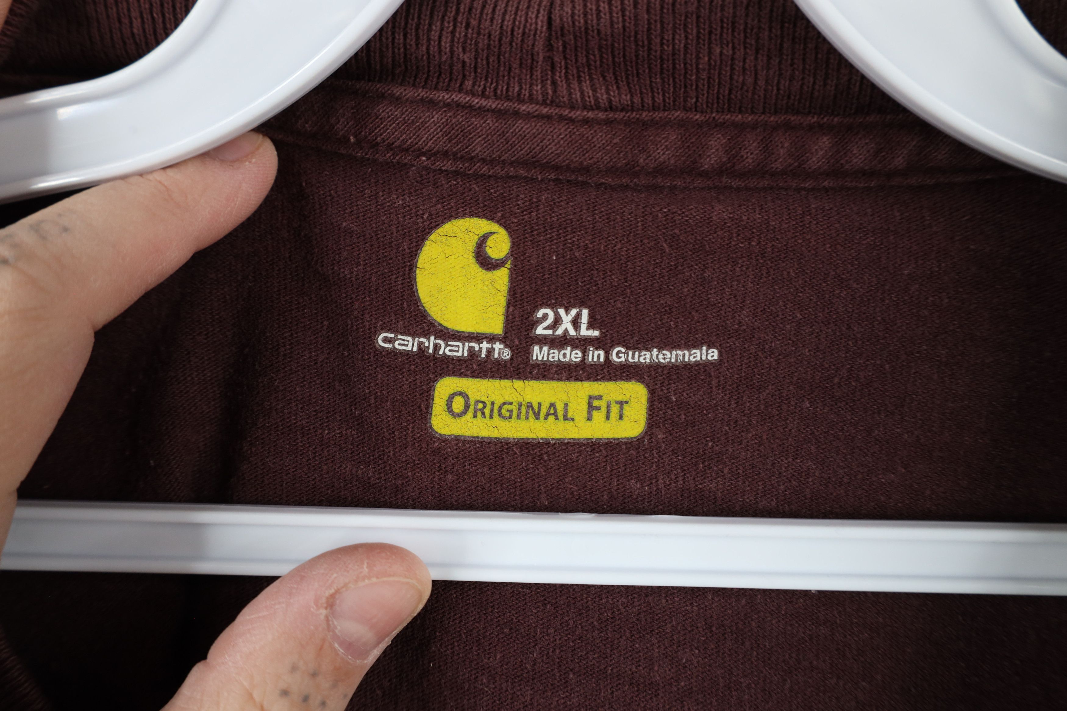 Carhartt × Vintage Vintage Carhartt Spell Short Sleeve Pocket T-Shirt Burgundy Size US XXL / EU 58 / 5 - 8 Thumbnail