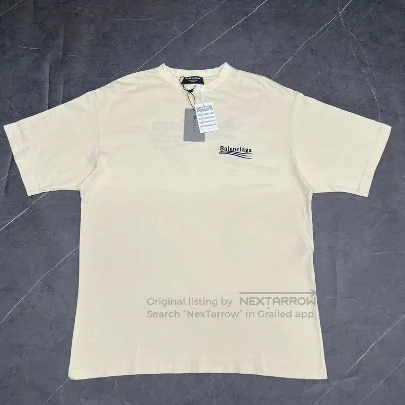 Balenciaga Balenciaga Embroidered Cola Beige Short Sleeve Size US M / EU 48-50 / 2 - 1 Thumbnail