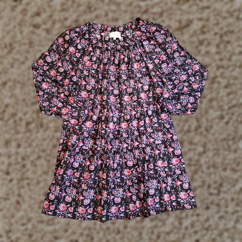 Xirena Xirena Dress Womens XS Black Red Floral Silk Long Sleeve Boho A-Line Casual Dress Size XS / US 0-2 / IT 36-38 - 1 Thumbnail