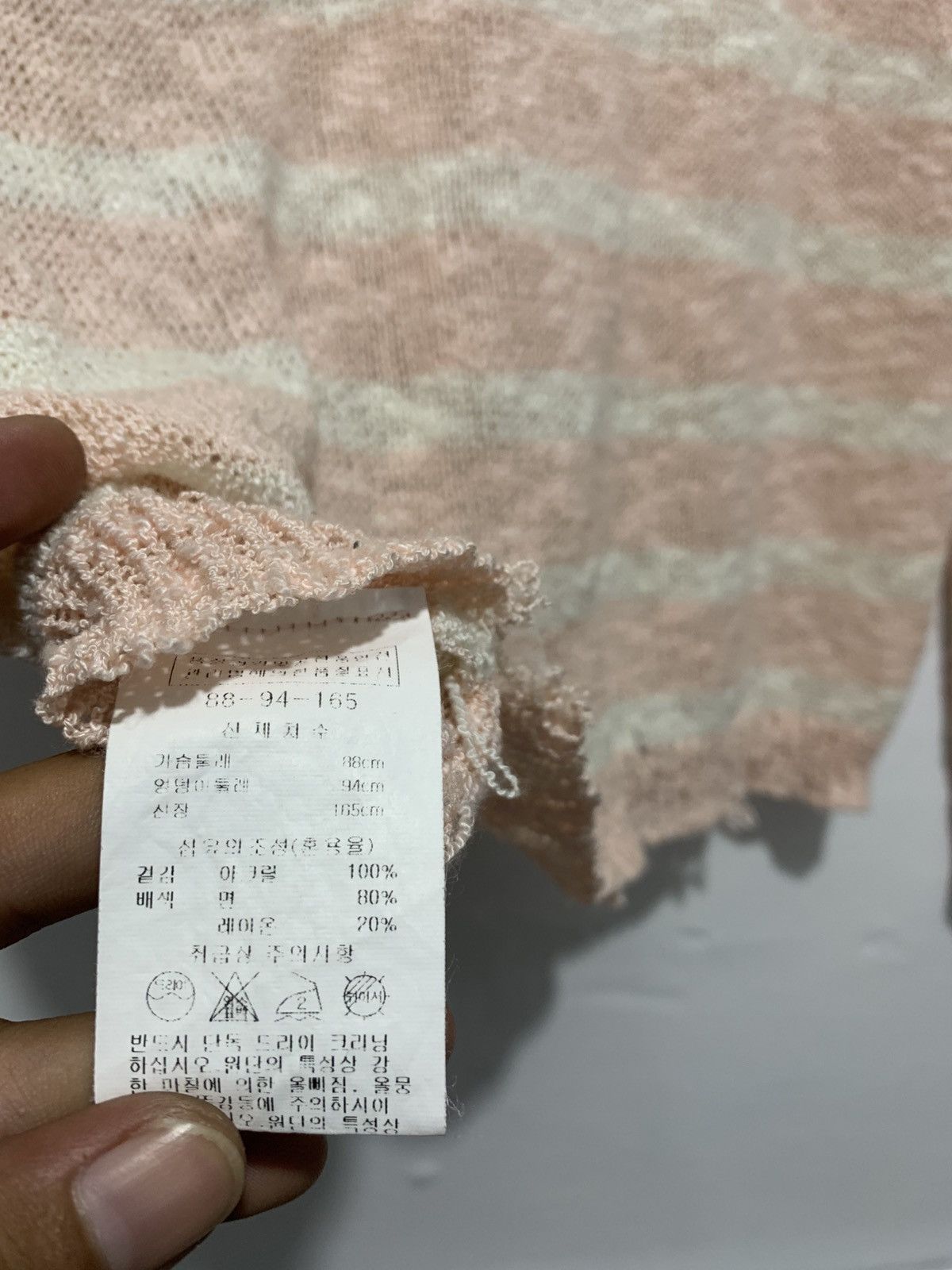 Japanese Brand Me Sense Punk Soft Pink Stripe Distressed Long Sleeve Size US S / EU 44-46 / 1 - 11 Thumbnail
