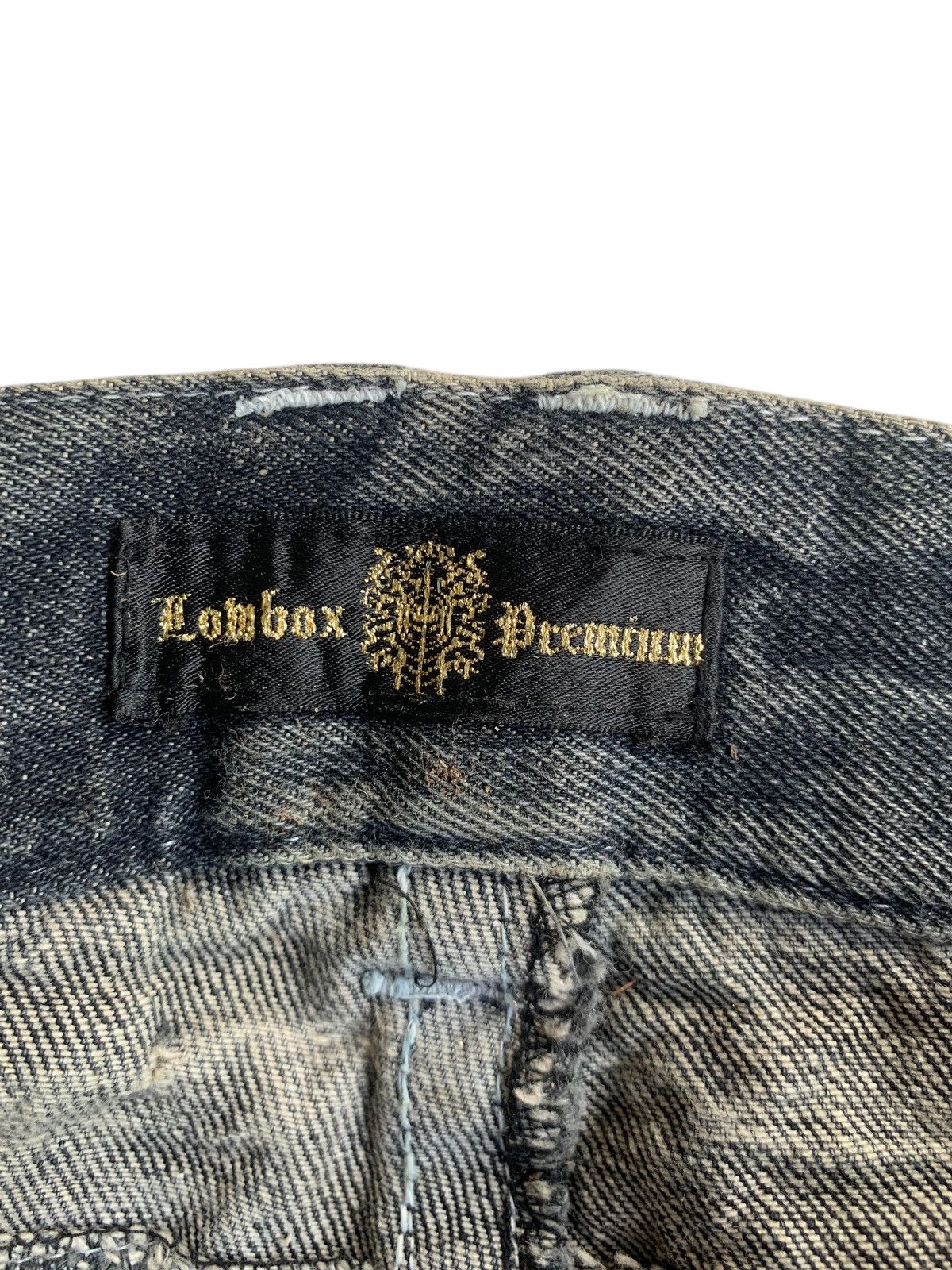 LOWBOX FLARE💥 LOMBOX RUSTY JAPANESE PUNK DISTRESSED DENIM☠️🎌 Size US 33 - 18 Thumbnail