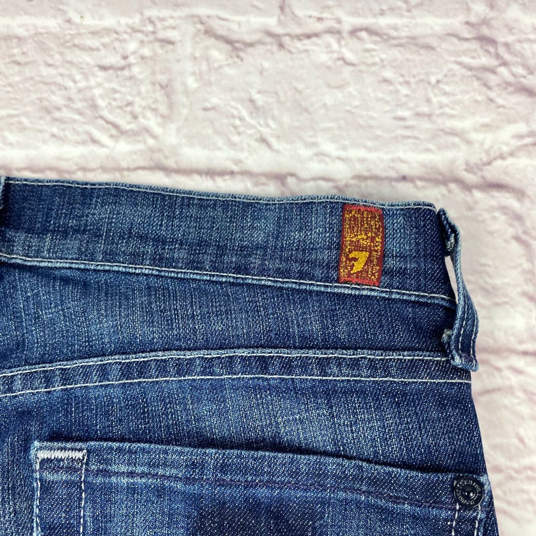7 For All Mankind 7 for All Mankind Gwenevere Super Skinny Jeans Low Rise Dark Wash Denim 28 Size 28" / US 6 / IT 42 - 6 Thumbnail