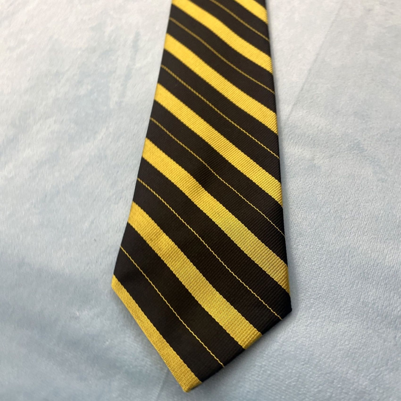 Vintage Career Cravats Tie Vintage Silk Repp Yellow Gold Striped Edgy Bold 61" Mens Tie Size ONE SIZE - 4 Thumbnail