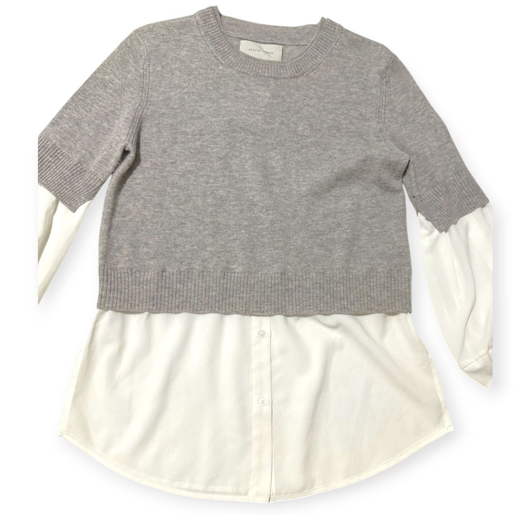 Brochu Walker BROCHU WALKER The Ebella Layered Crew Sweater Size M, Gray/ Size M / US 6-8 / IT 42-44 - 6 Thumbnail