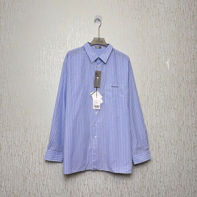 Dior Dior Size 43 Casual striped blue long-sleeved shirt 2501-Ne Size US XS / EU 42 / 0 - 1 Thumbnail