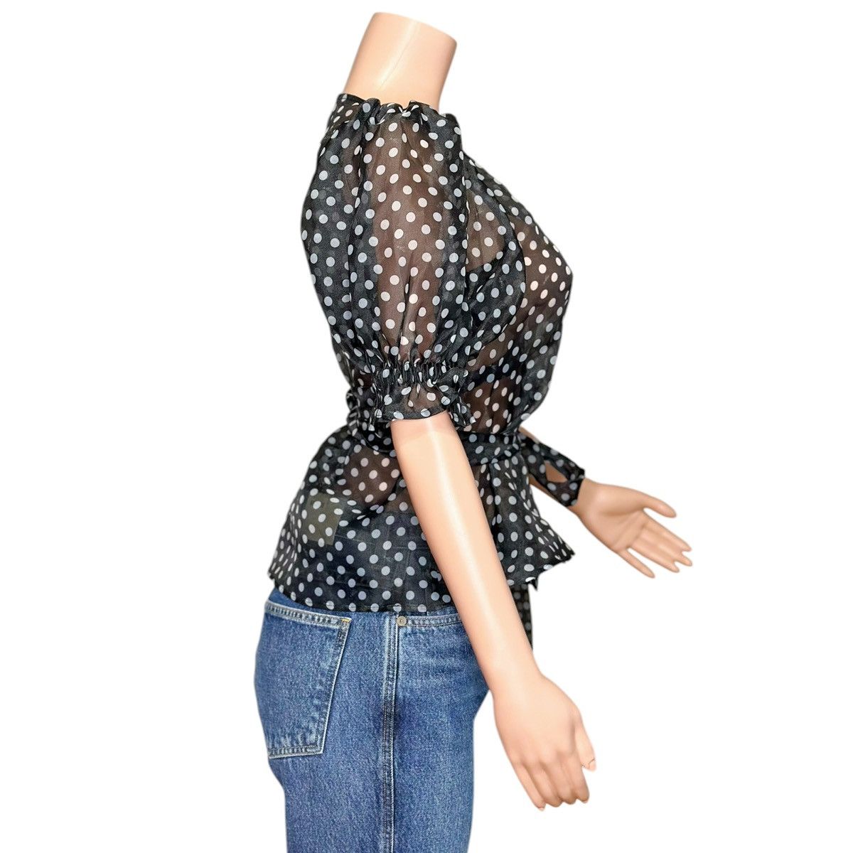 Selkie NEW SELKIE Cloud 9 Organza Wrap Blouse, Black Spot, XS Size XS / US 0-2 / IT 36-38 - 7 Thumbnail