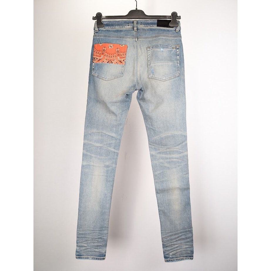 Amiri o1rshd1 Vintage Bandana Artpatch Jeans in Clay Indigo Size US 31 - 12 Thumbnail