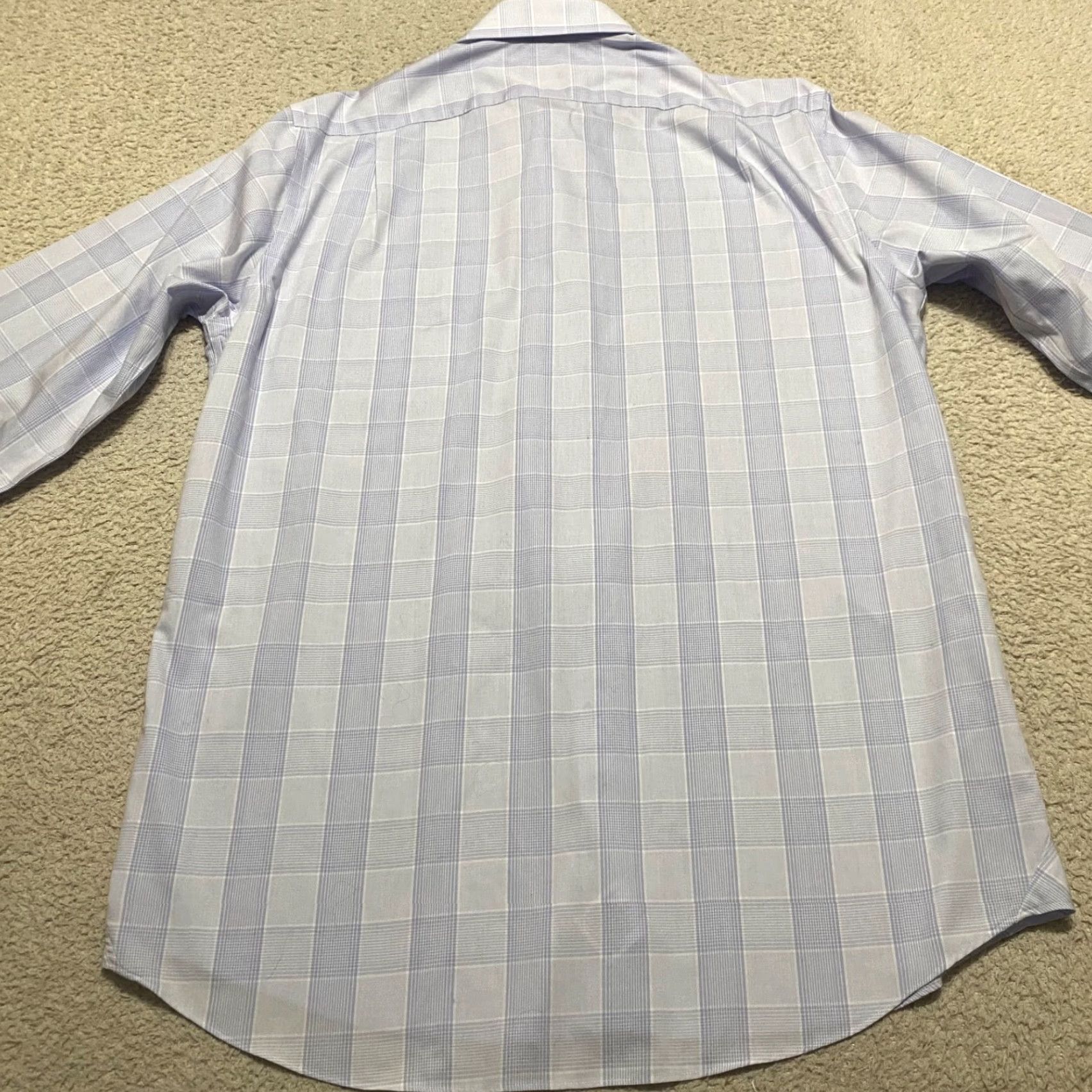 Stafford Stafford Dress Shirt Blue Plaid Long Sleeve Button-Front Classic Mens 15.5 100% Cotton Shirt Size 42R - 2 Thumbnail