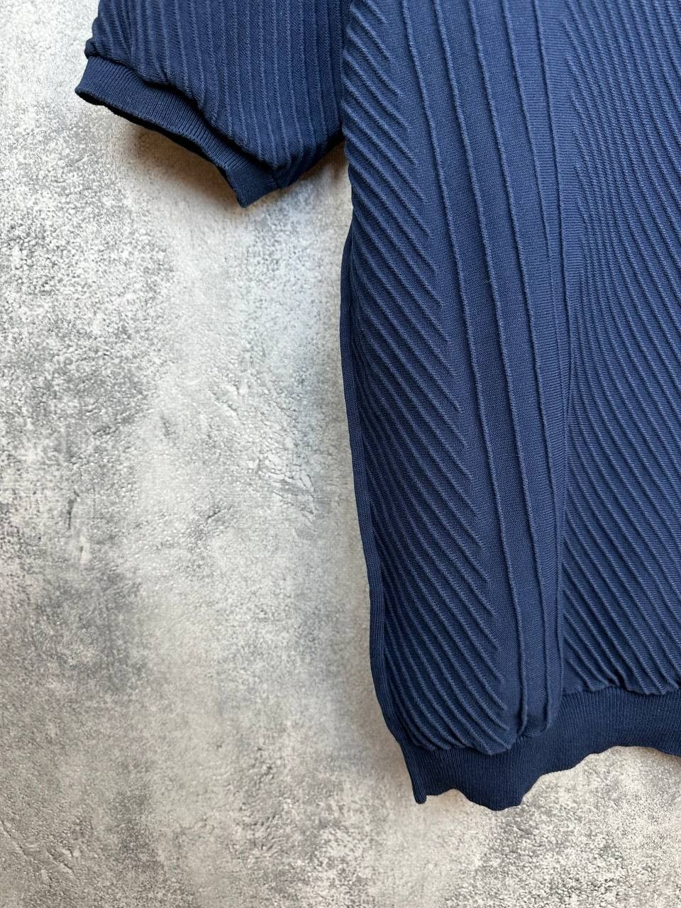 Wax London Wax London Naples Knit Polo Shirt Navy Ribbed SS Cuffs Size US S / EU 44-46 / 1 - 7 Thumbnail
