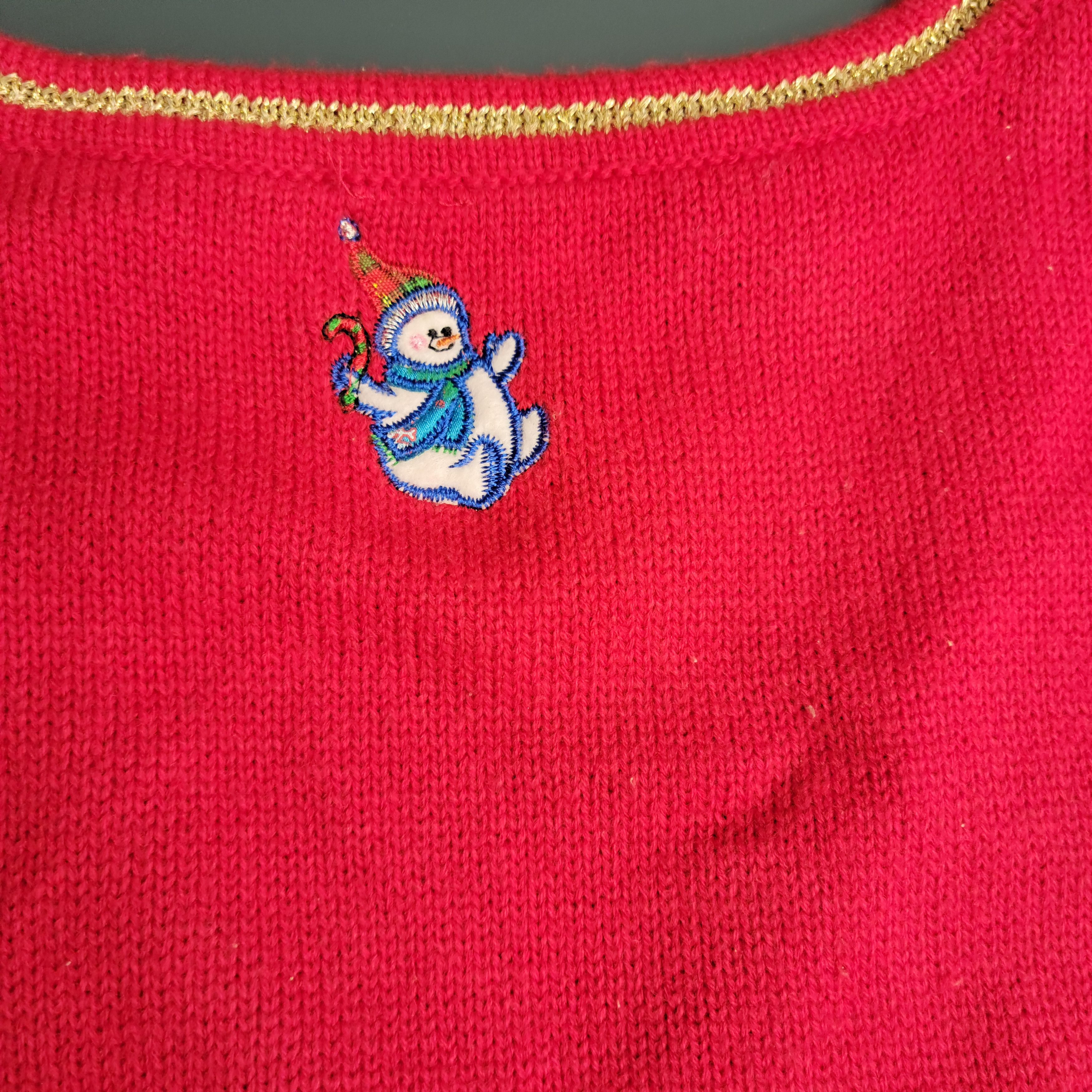 NBDN Nobrandedon Ugly Christmas Sweater Vest Playful Snowmen Winter Scene Size US L / EU 52-54 / 3 - 6 Thumbnail